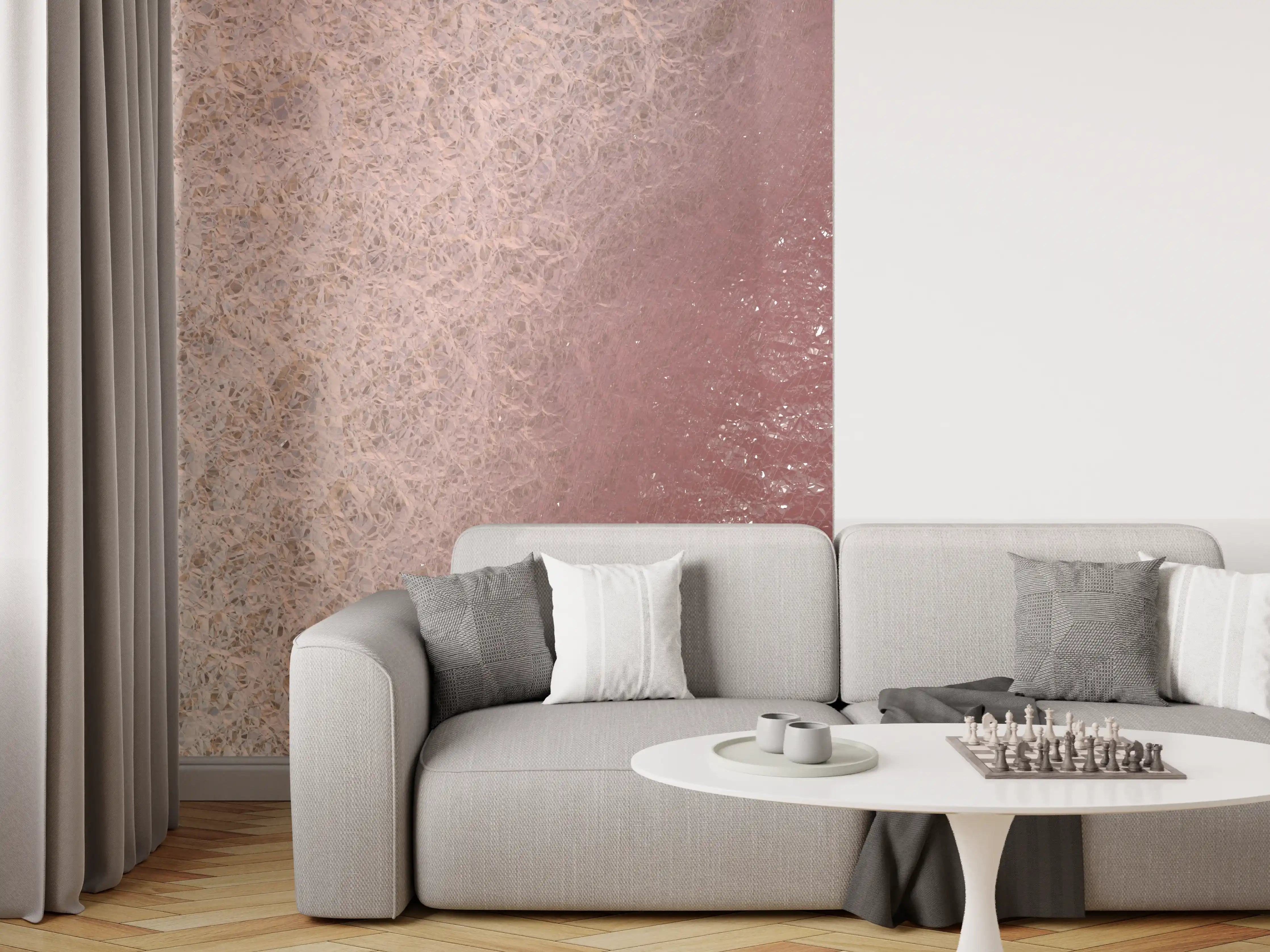 Wandverkleidung Wohnzimmer - Farbenfrohes Muster im Detail