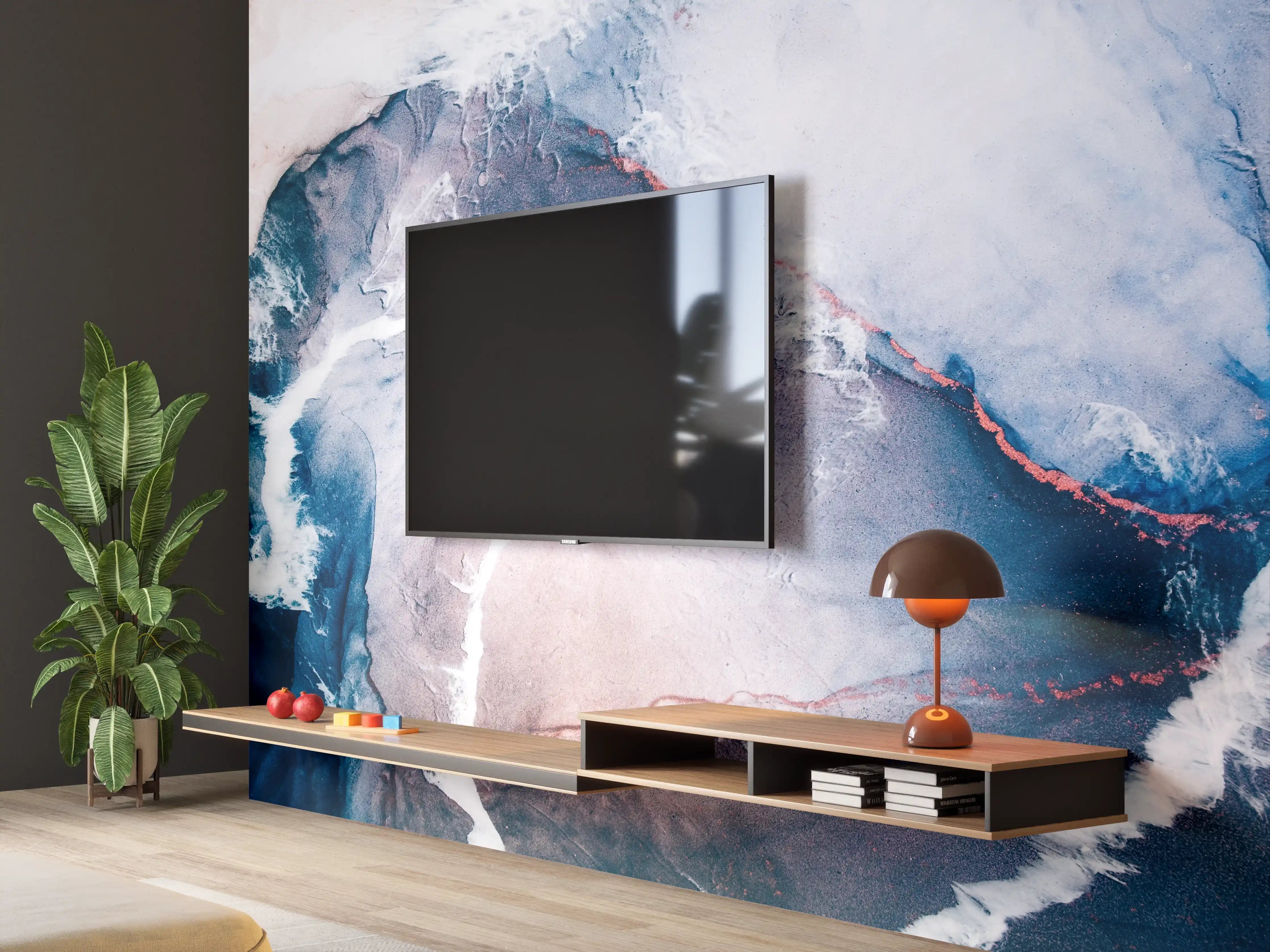 Wandverkleidung Wohnzimmer - Farbenfrohes Naturbild mit Meeresblick