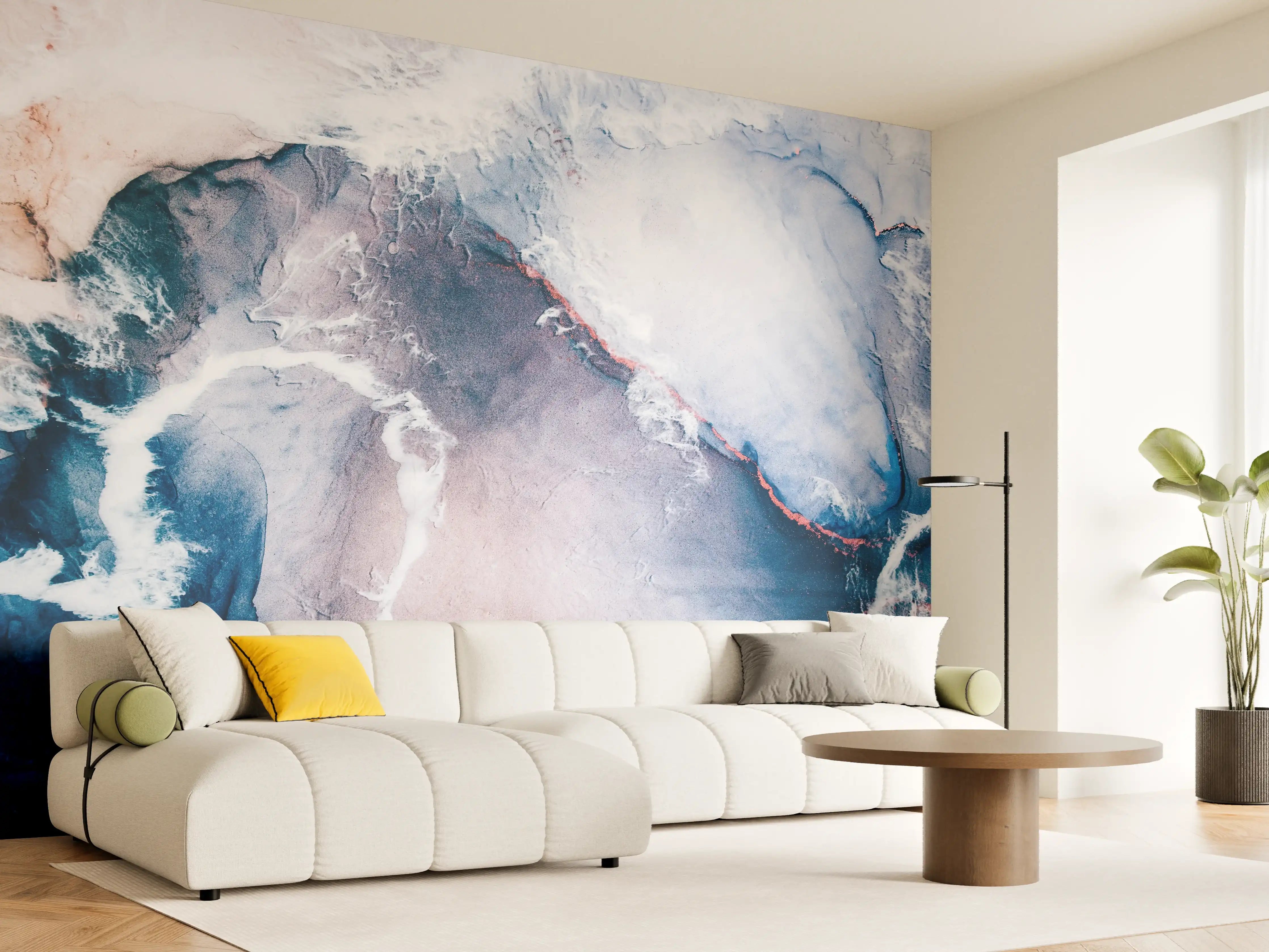 Wandverkleidung Wohnzimmer - Farbenfrohes Naturbild mit Meeresblick