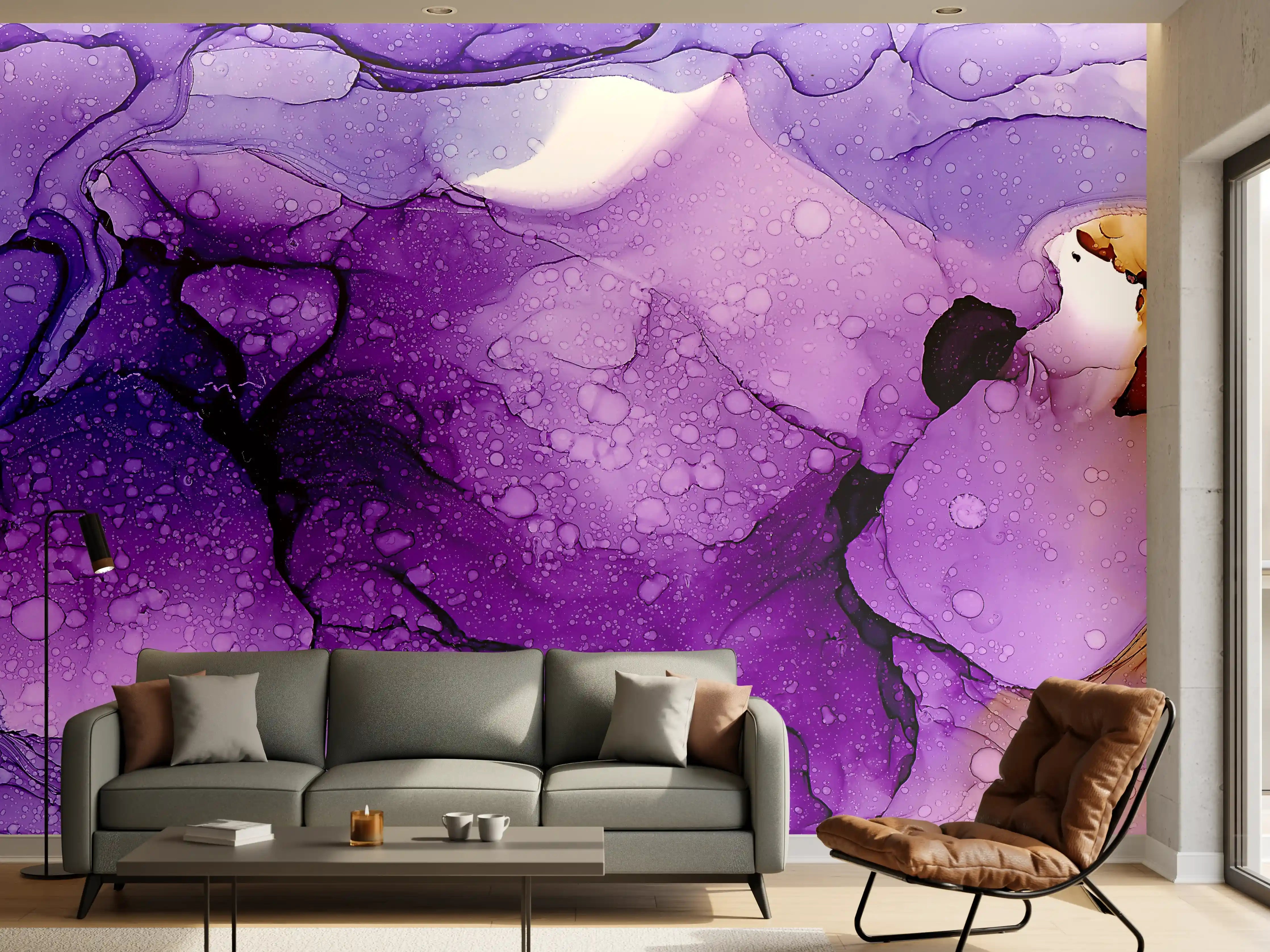 Wandverkleidung Wohnzimmer - Farbenfrohes Wasserfarben-Kunstwerk