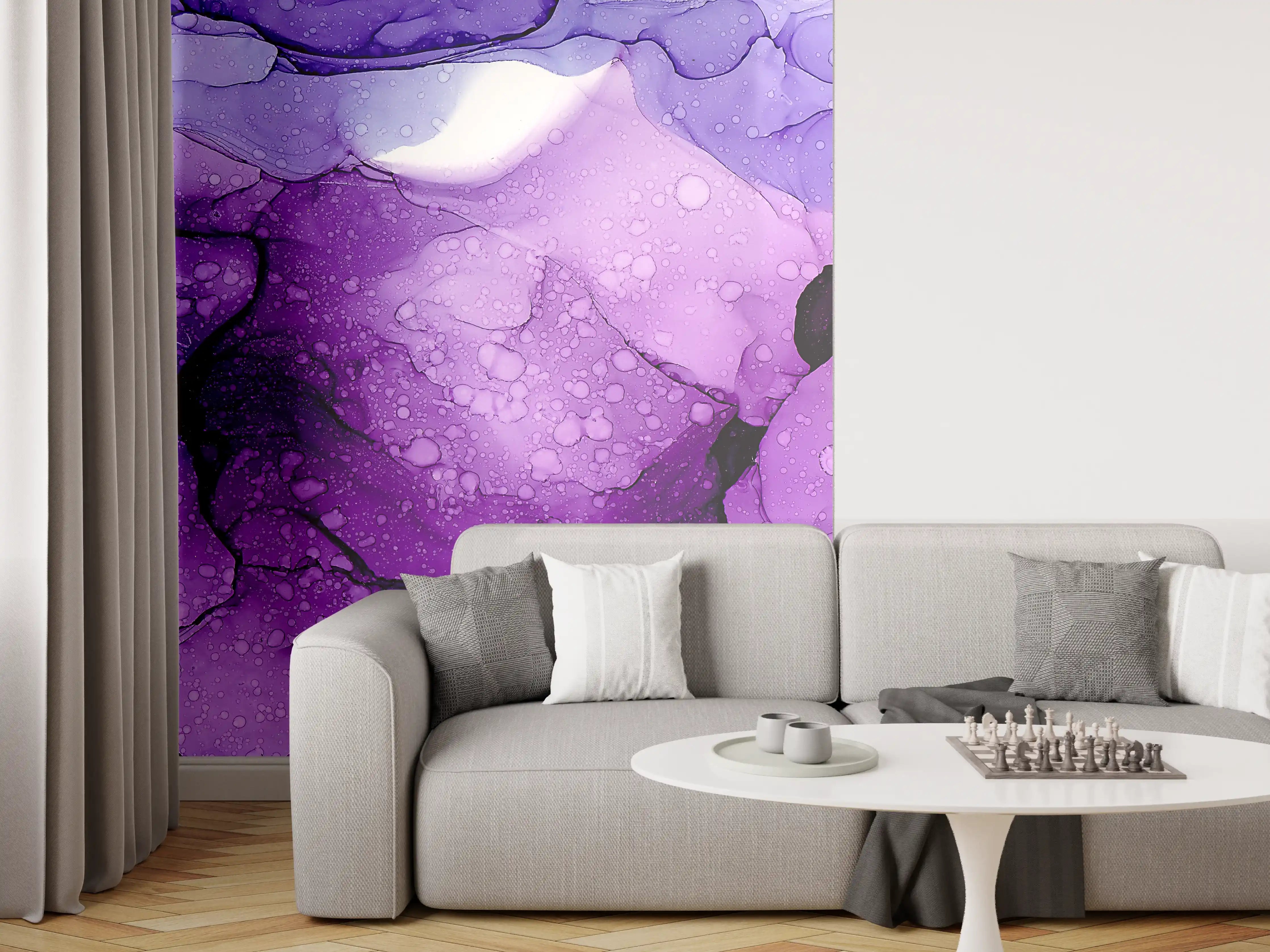 Wandverkleidung Wohnzimmer - Farbenfrohes Wasserfarben-Kunstwerk