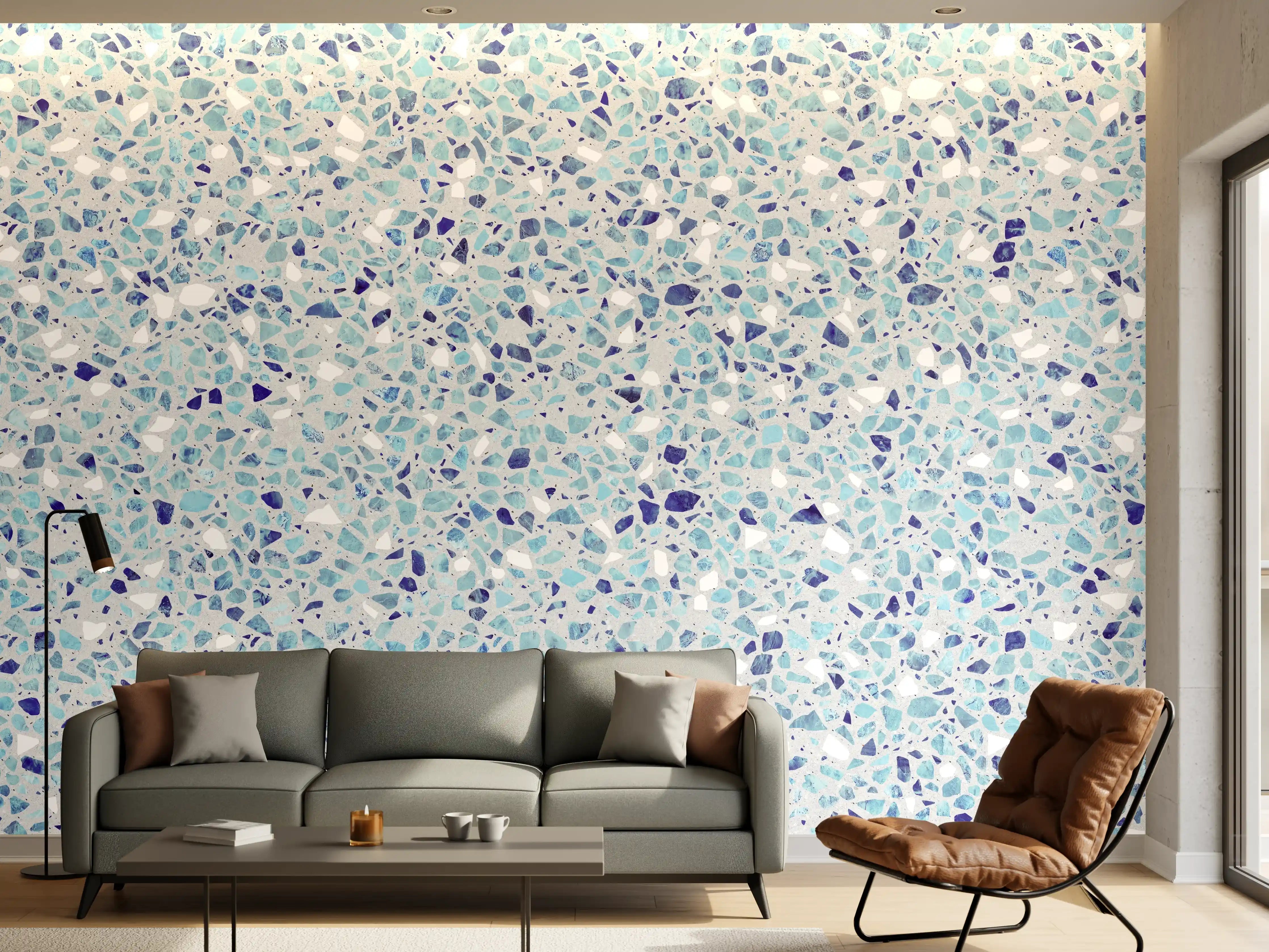 Wandverkleidung Wohnzimmer - Farbige Terrazzo Stein Textur