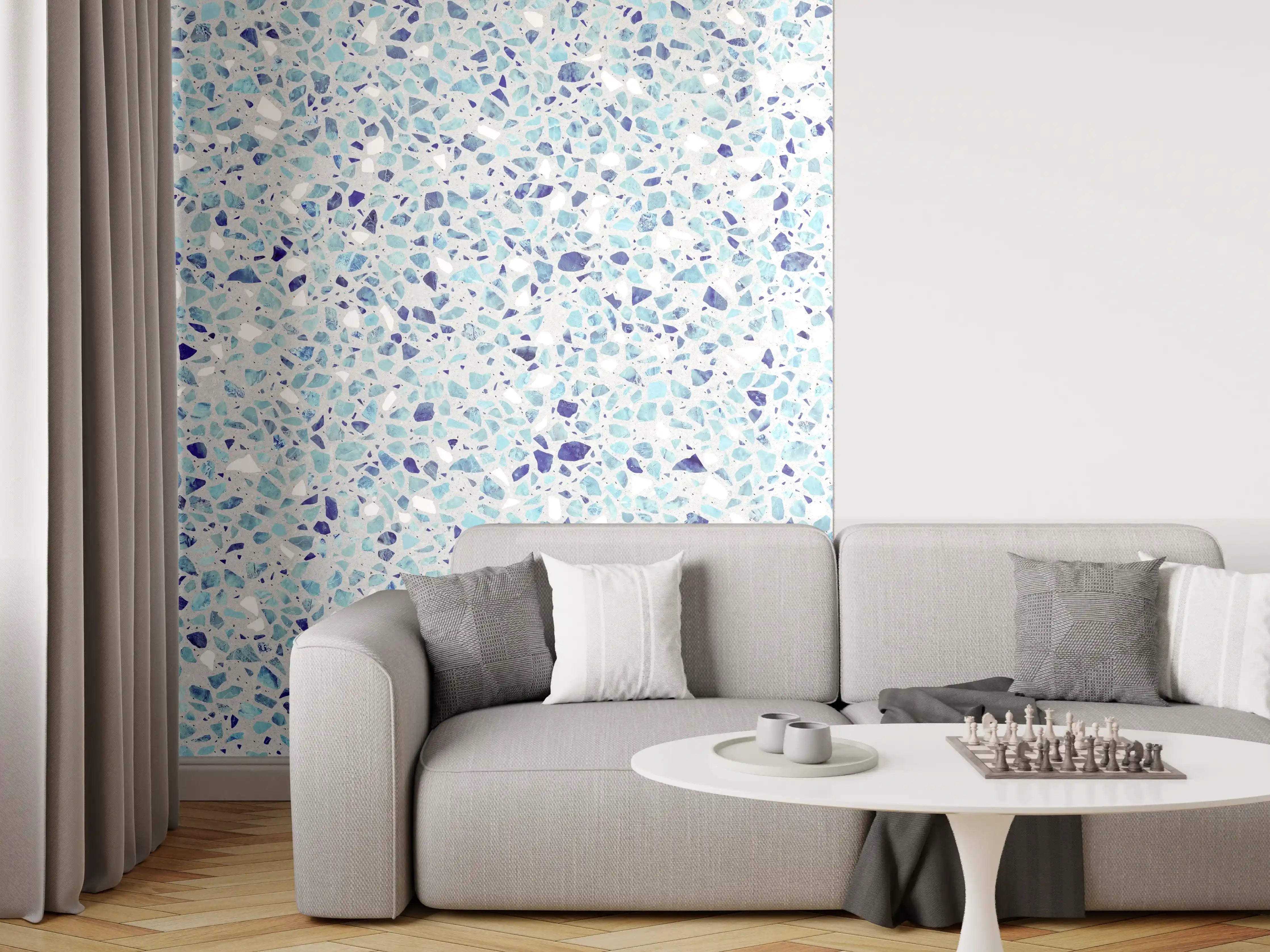 Wandverkleidung Wohnzimmer - Farbige Terrazzo Stein Textur