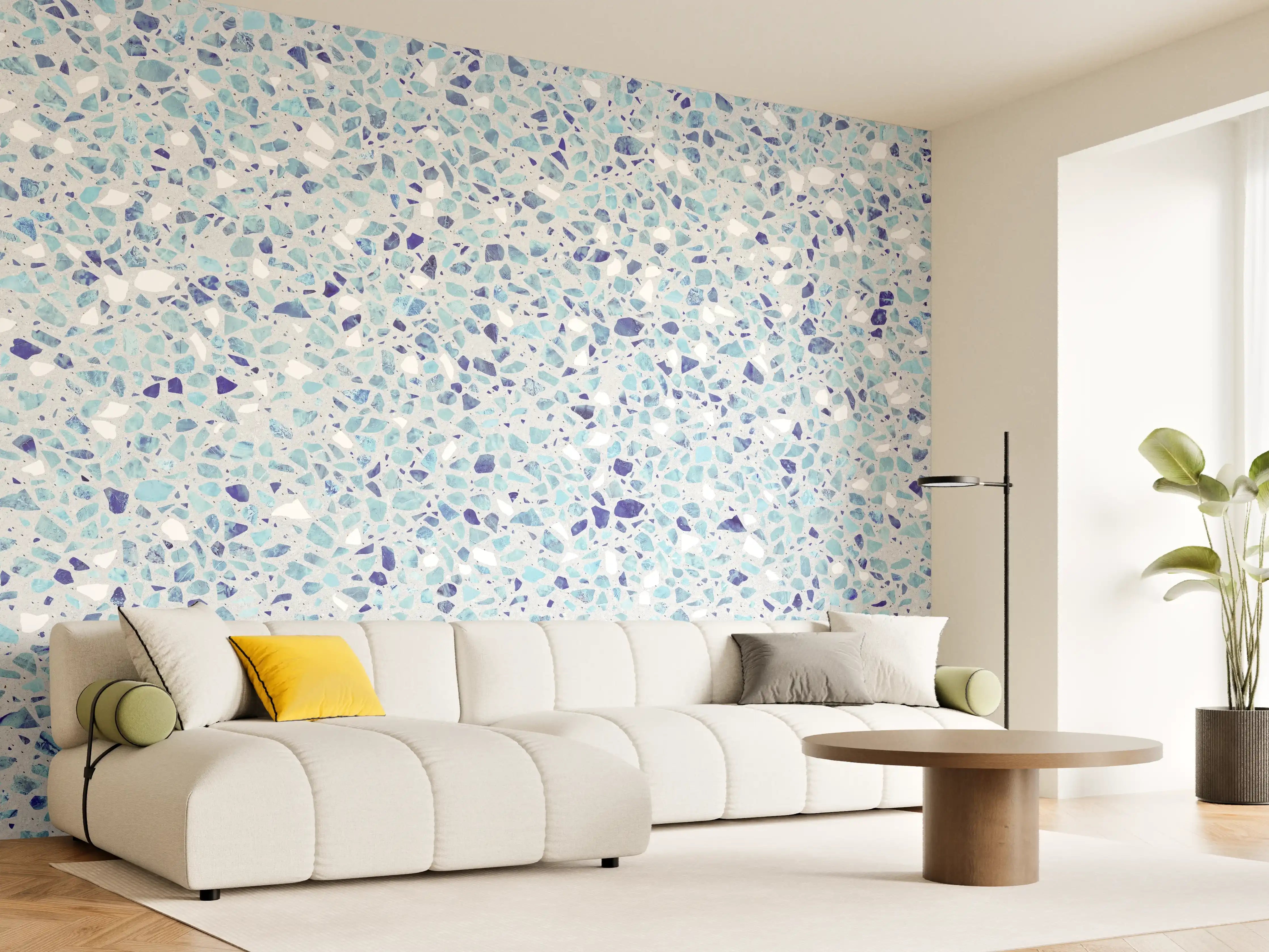 Wandverkleidung Wohnzimmer - Farbige Terrazzo Stein Textur