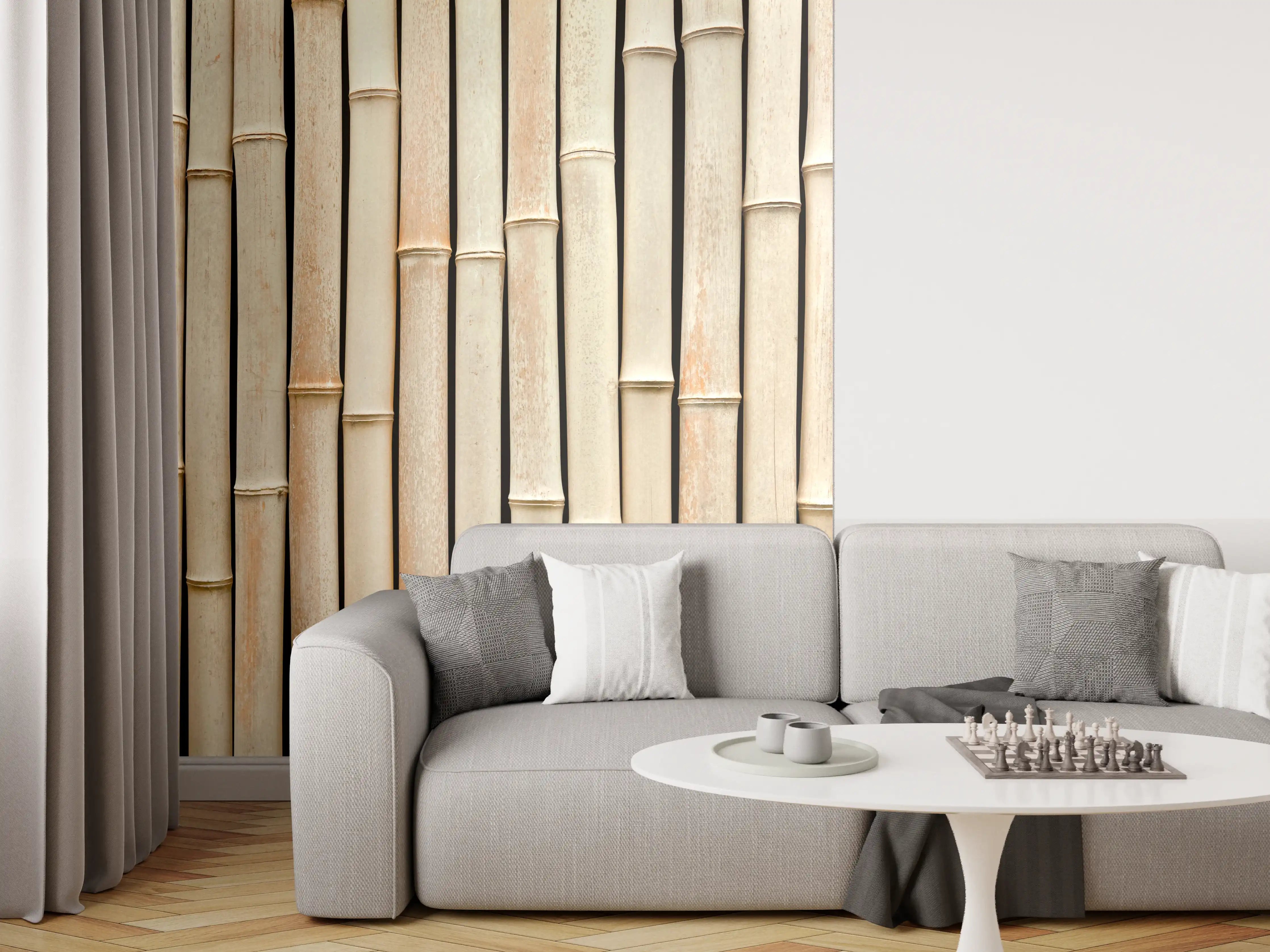 Wandverkleidung Wohnzimmer - Fassade aus schönem Bambus