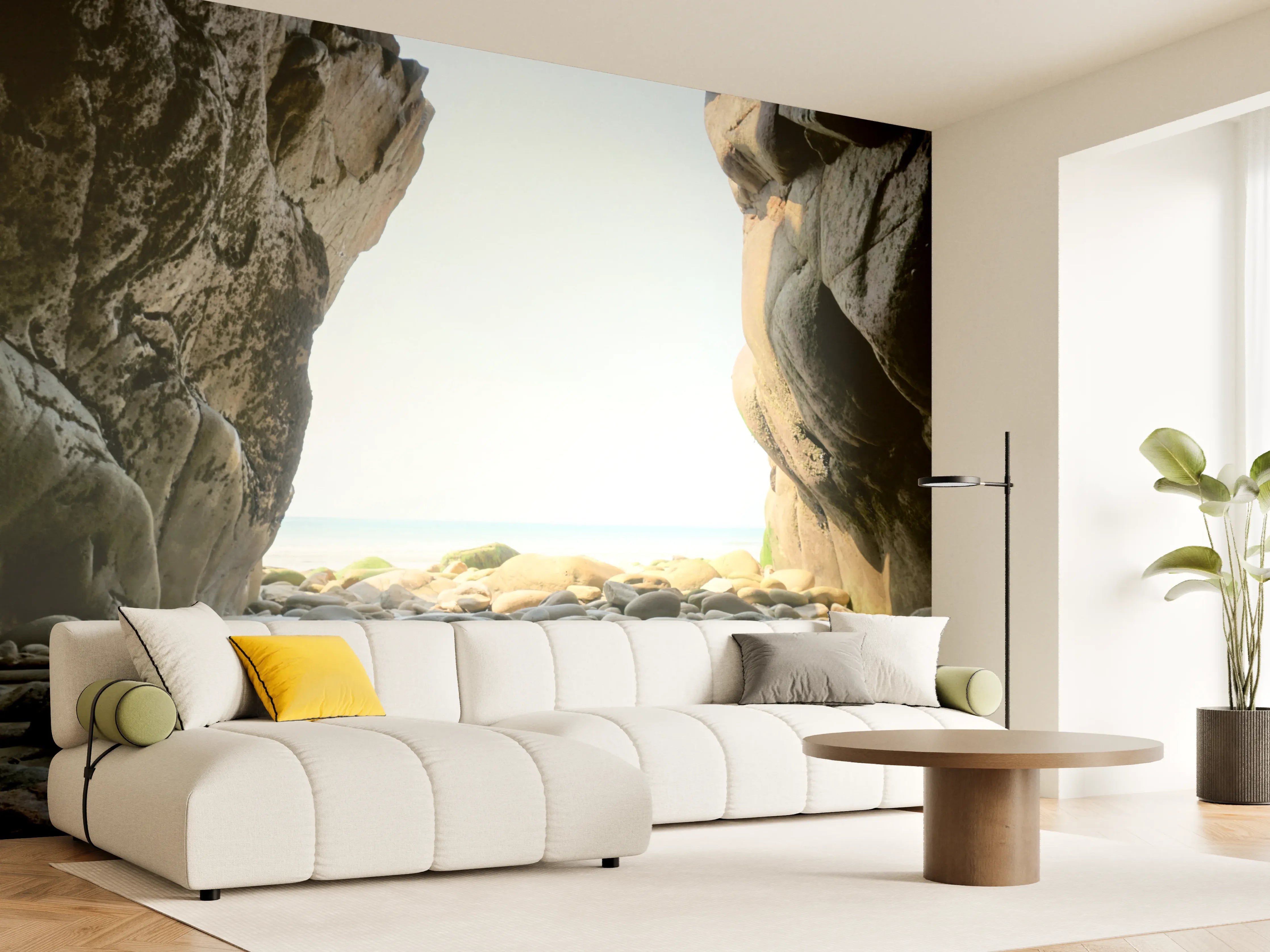 Wandverkleidung Wohnzimmer - Faszinierende Felsenküste bei Sonnenaufgang