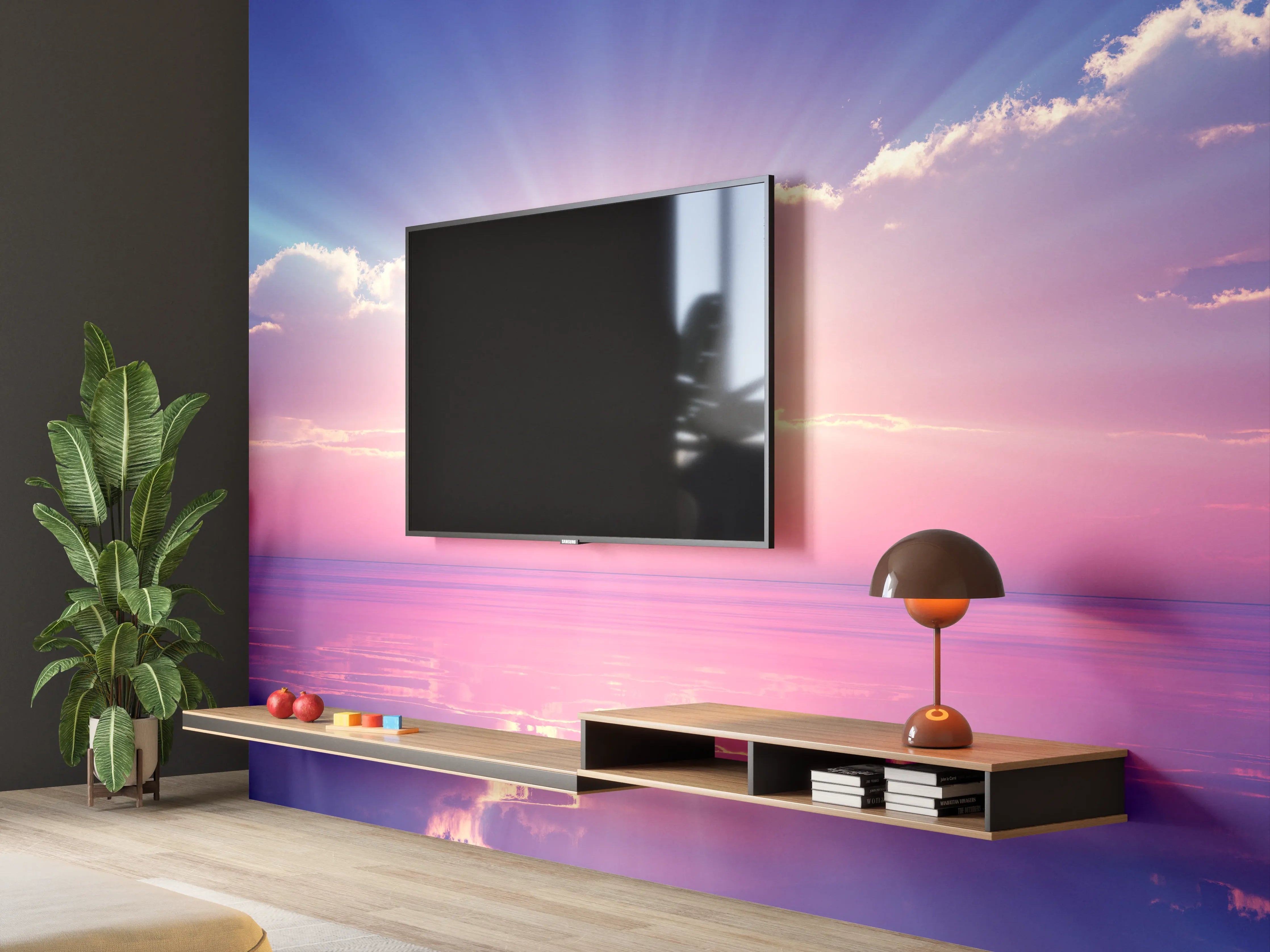 Wandverkleidung Wohnzimmer - Faszinierende Sonnenuntergangs-Szene am Meer