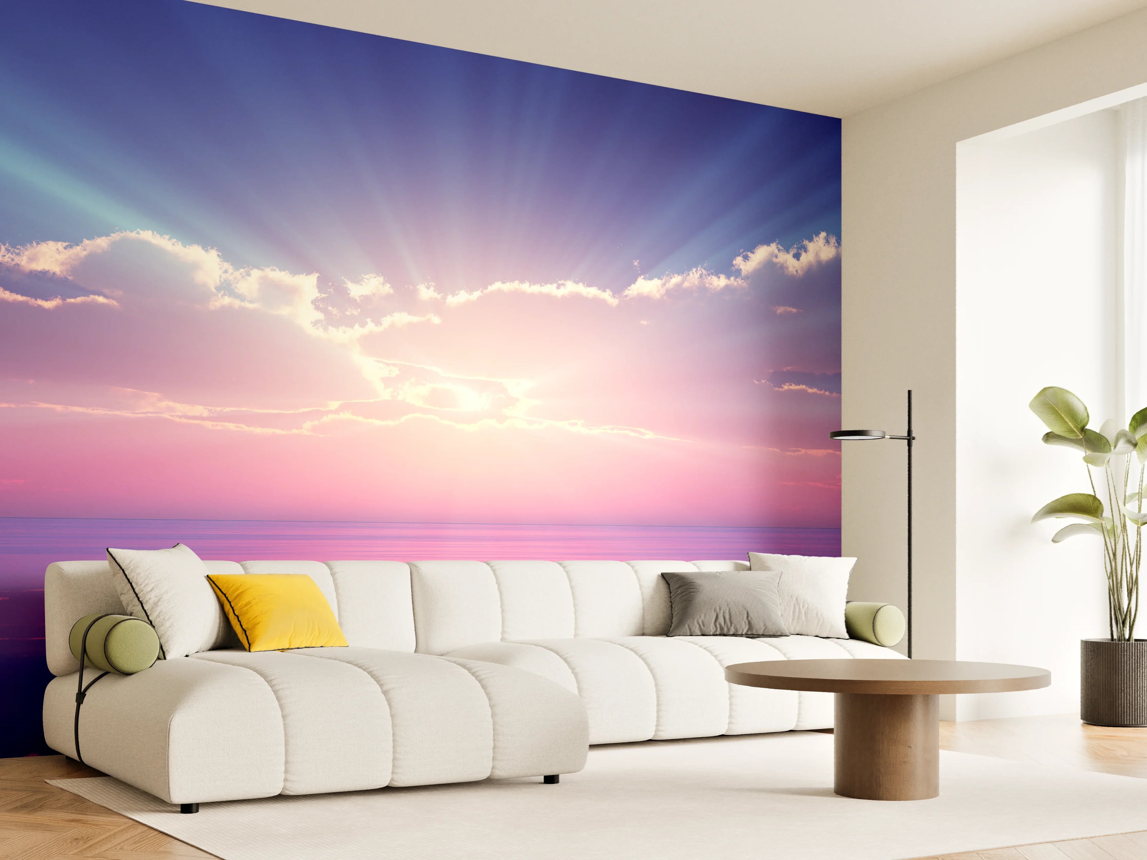 Wandverkleidung Wohnzimmer - Faszinierende Sonnenuntergangs-Szene am Meer