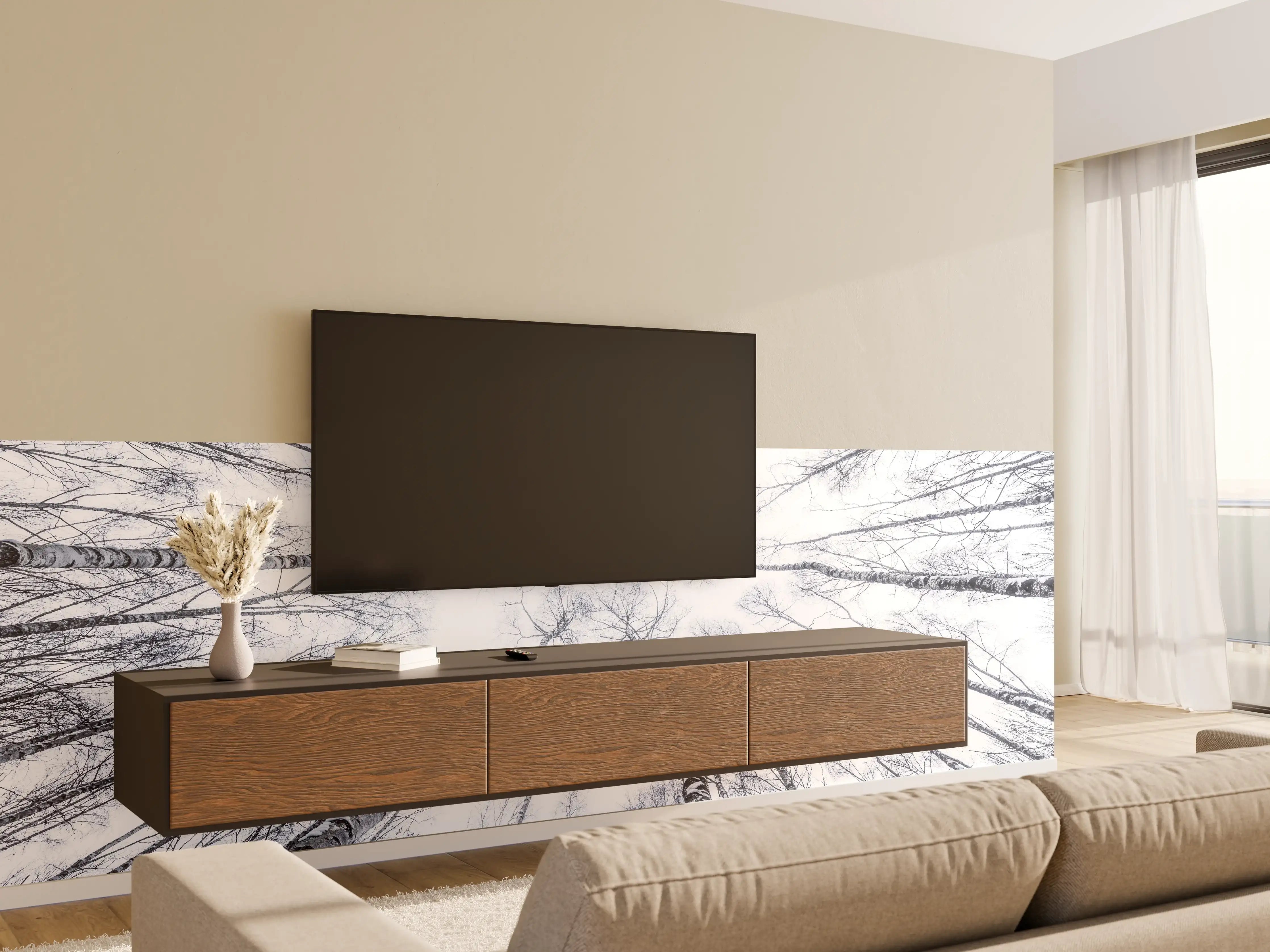 Wandverkleidung Wohnzimmer - Faszinierende Winterlandschaft im Wald
