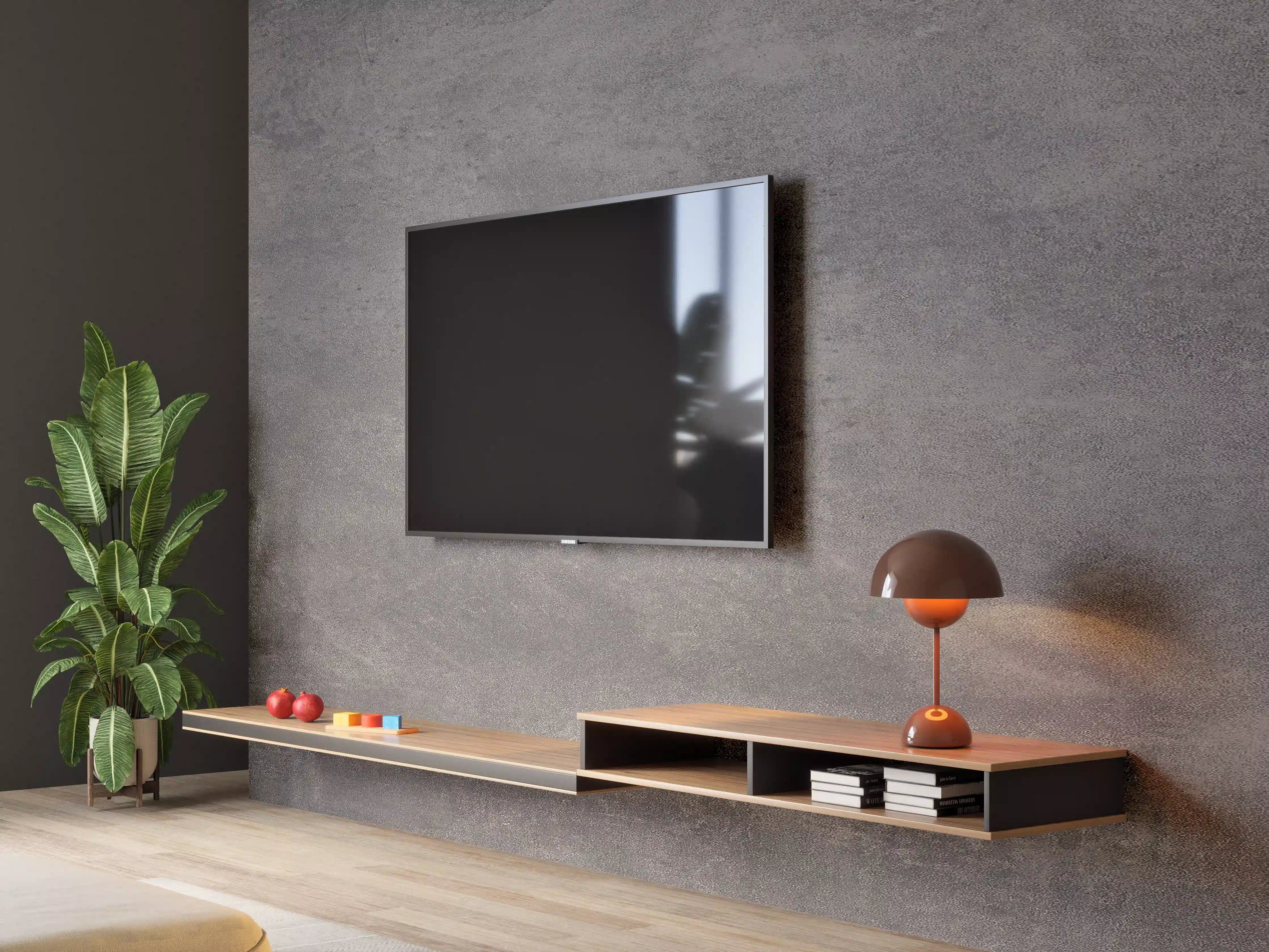 Wandverkleidung Wohnzimmer - Feine dunkle Betonwand