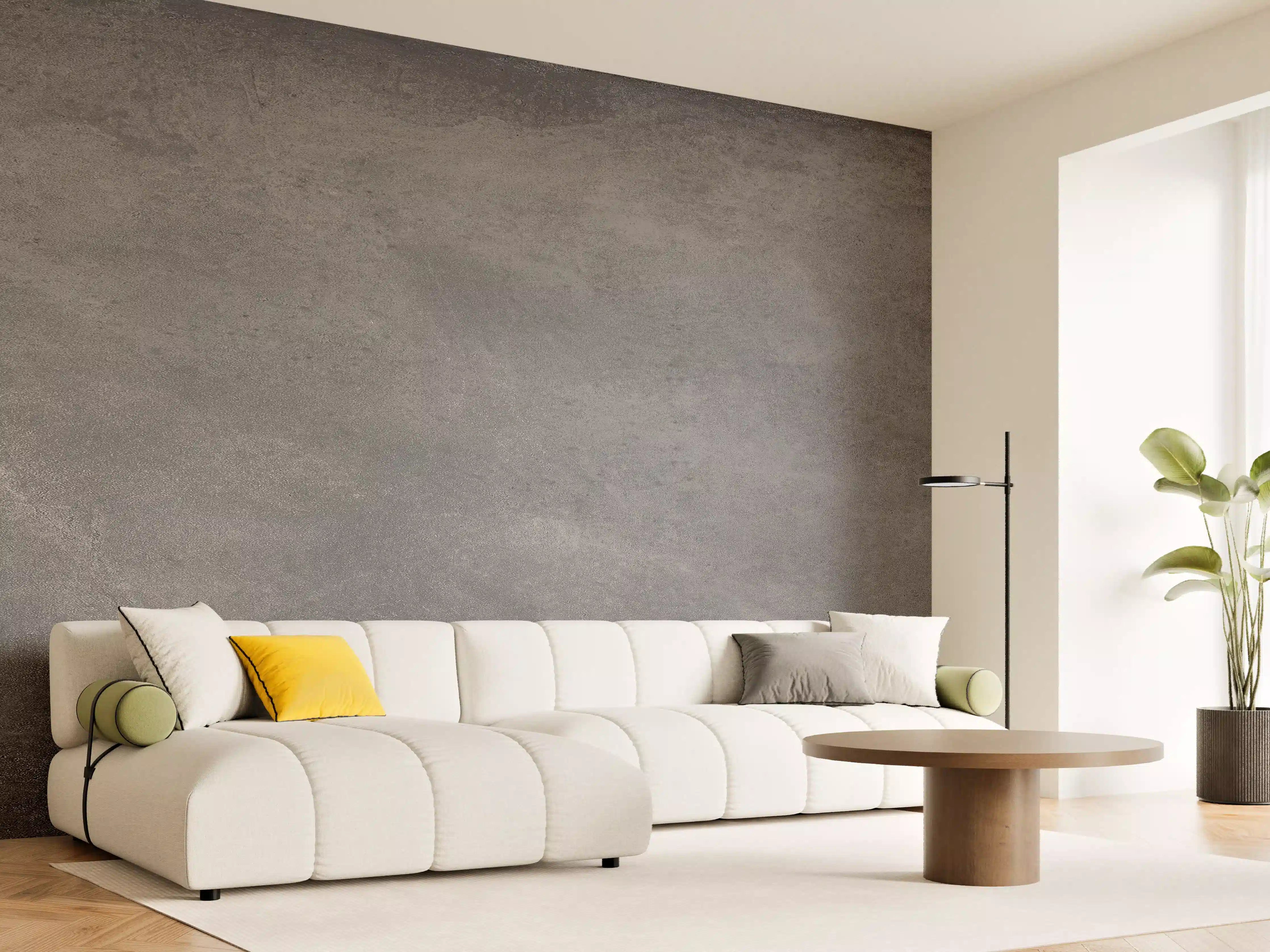 Wandverkleidung Wohnzimmer - Feine dunkle Betonwand