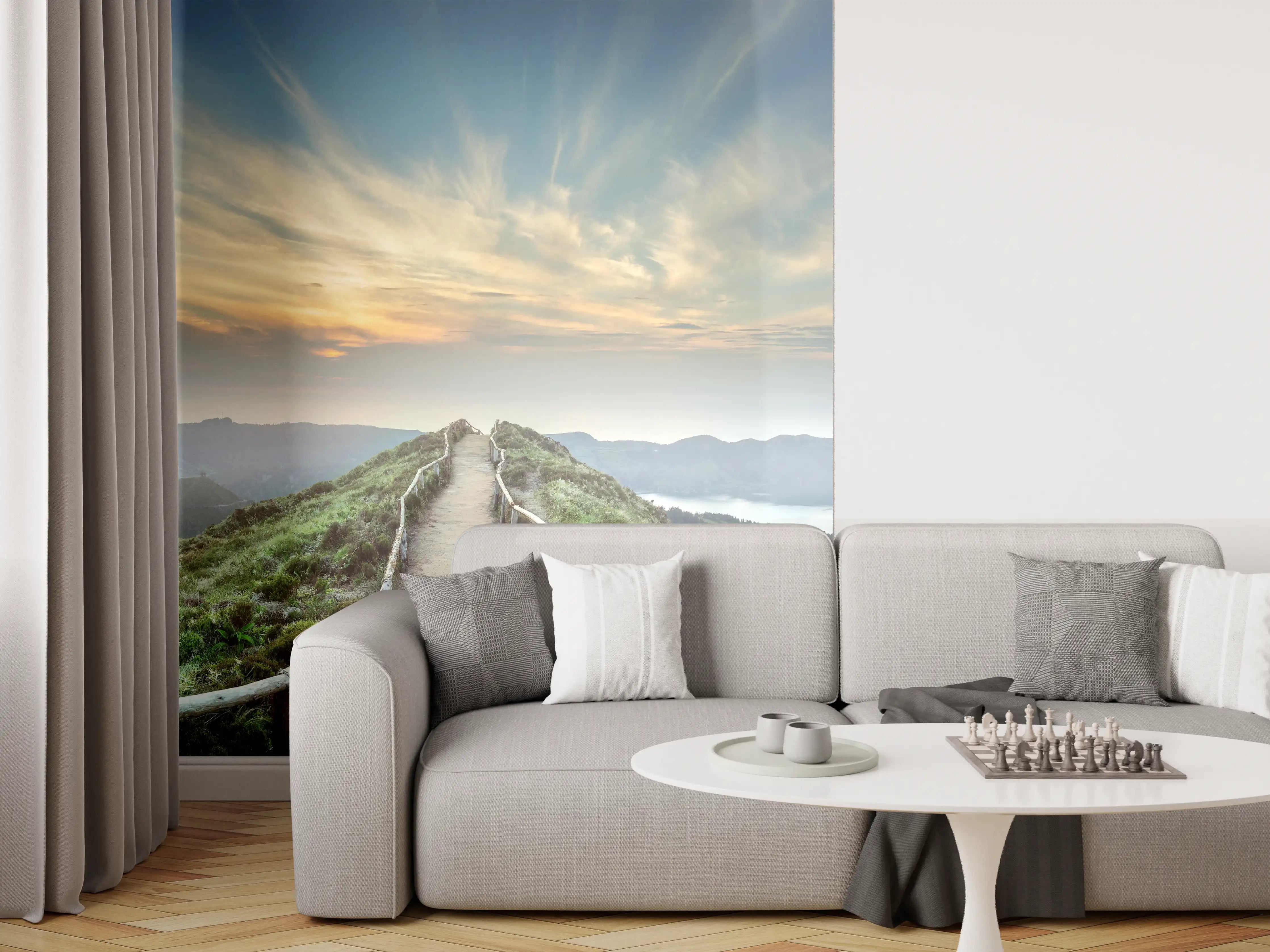 Wandverkleidung Wohnzimmer - Fesselnde Berglandschaft - Ponta Delgada