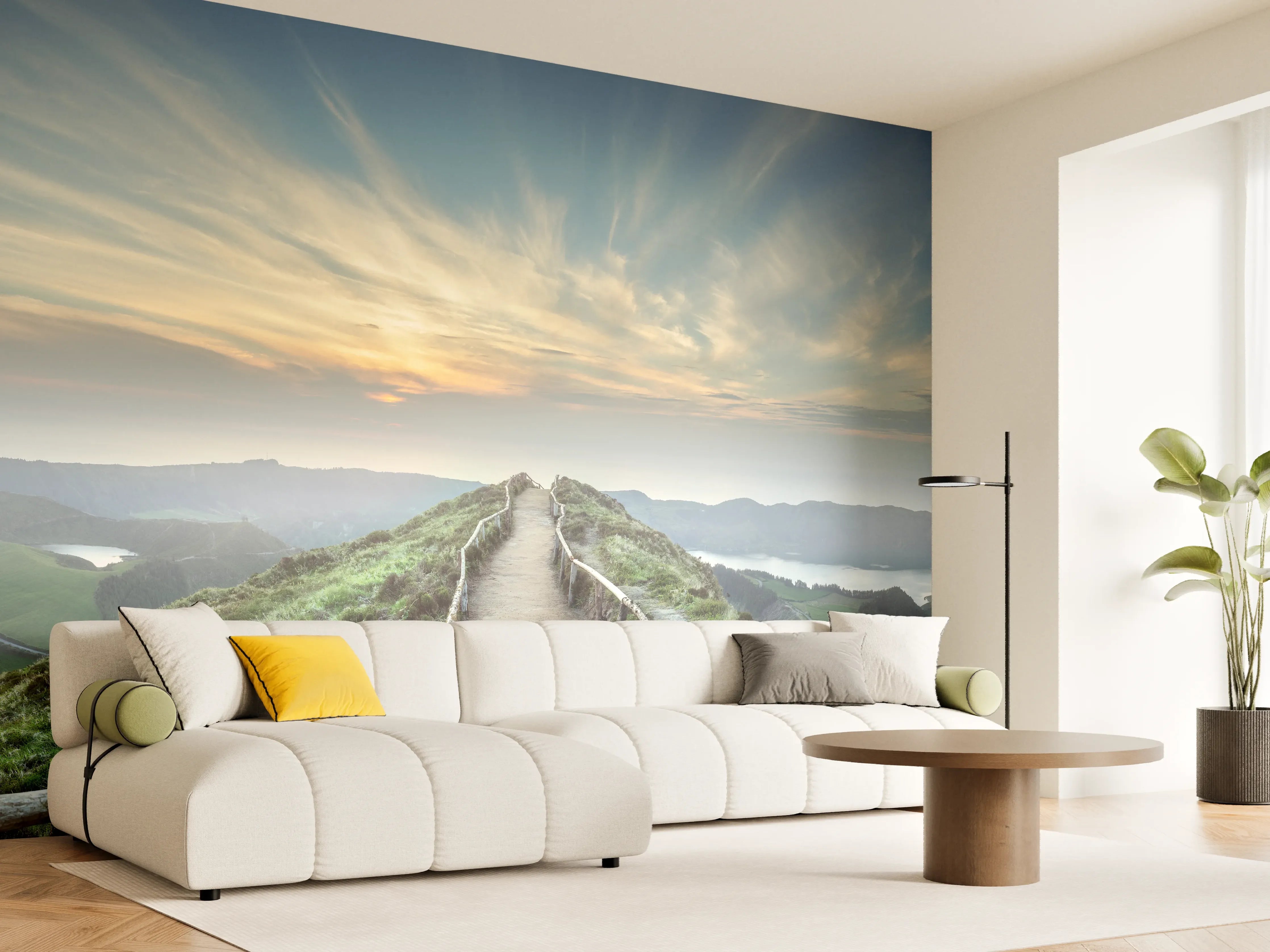 Wandverkleidung Wohnzimmer - Fesselnde Berglandschaft - Ponta Delgada