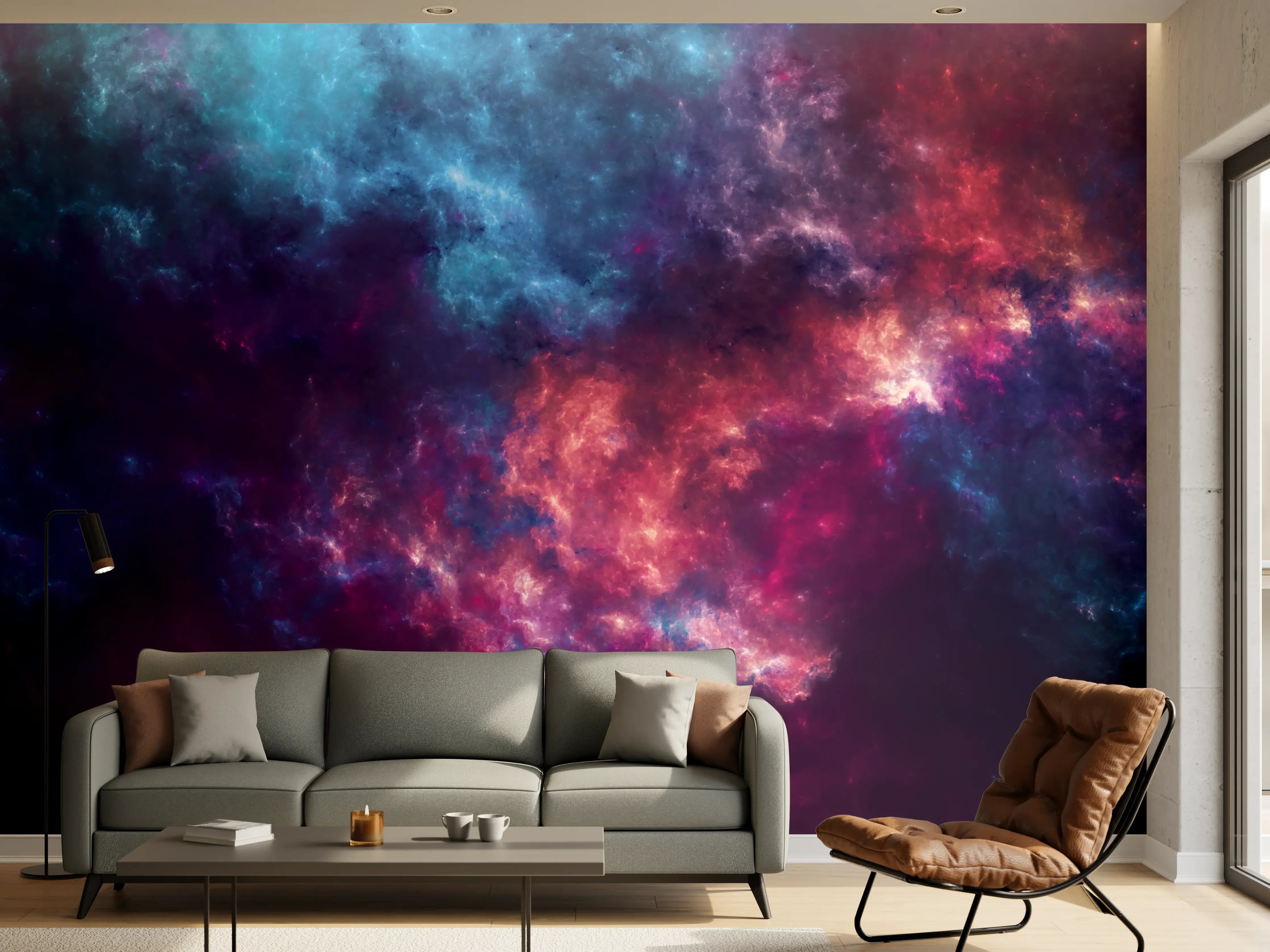 Wandverkleidung Wohnzimmer - Fiktiver Weltraum