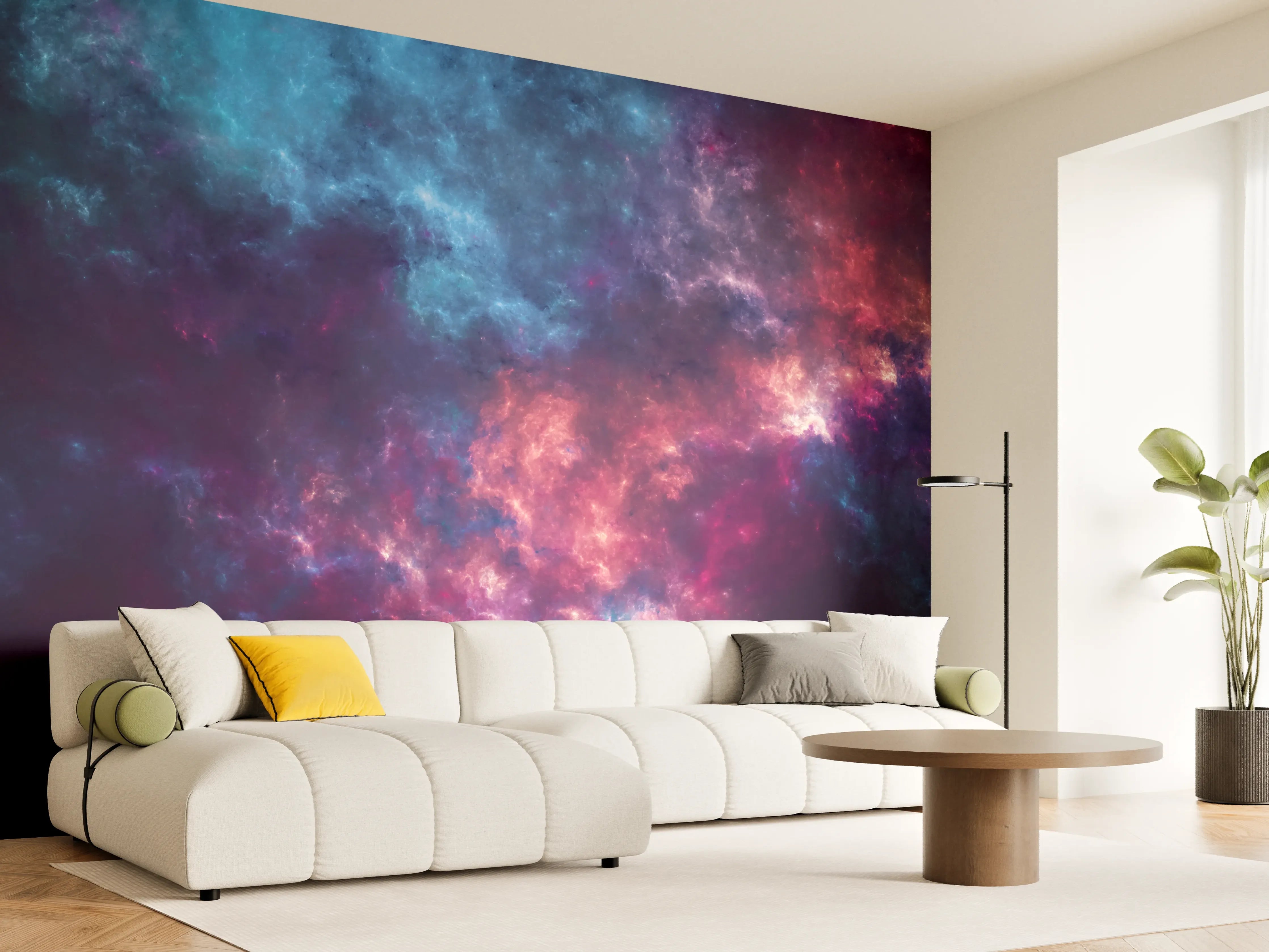 Wandverkleidung Wohnzimmer - Fiktiver Weltraum