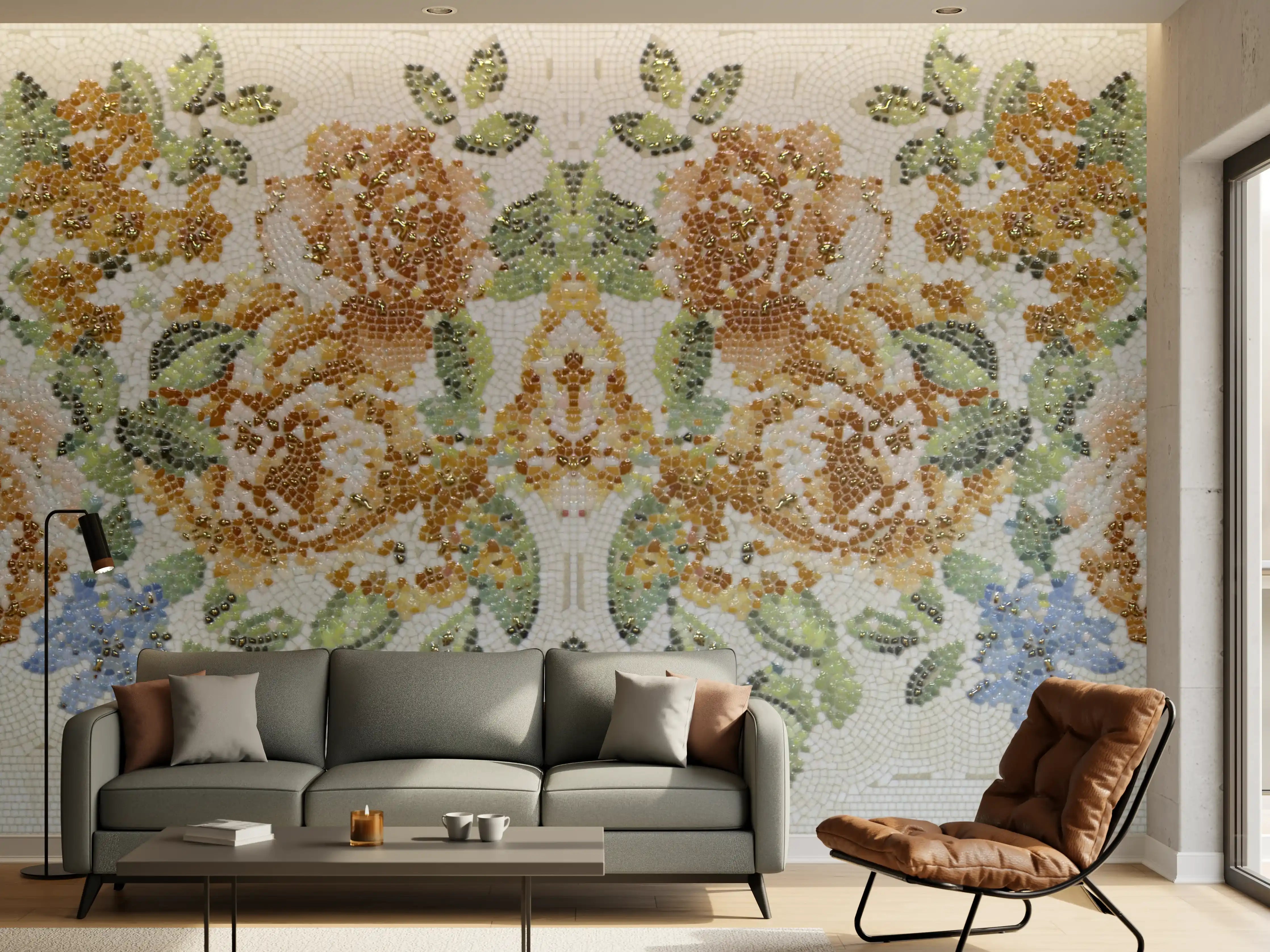 Wandverkleidung Wohnzimmer - Florales Muster Design Textur
