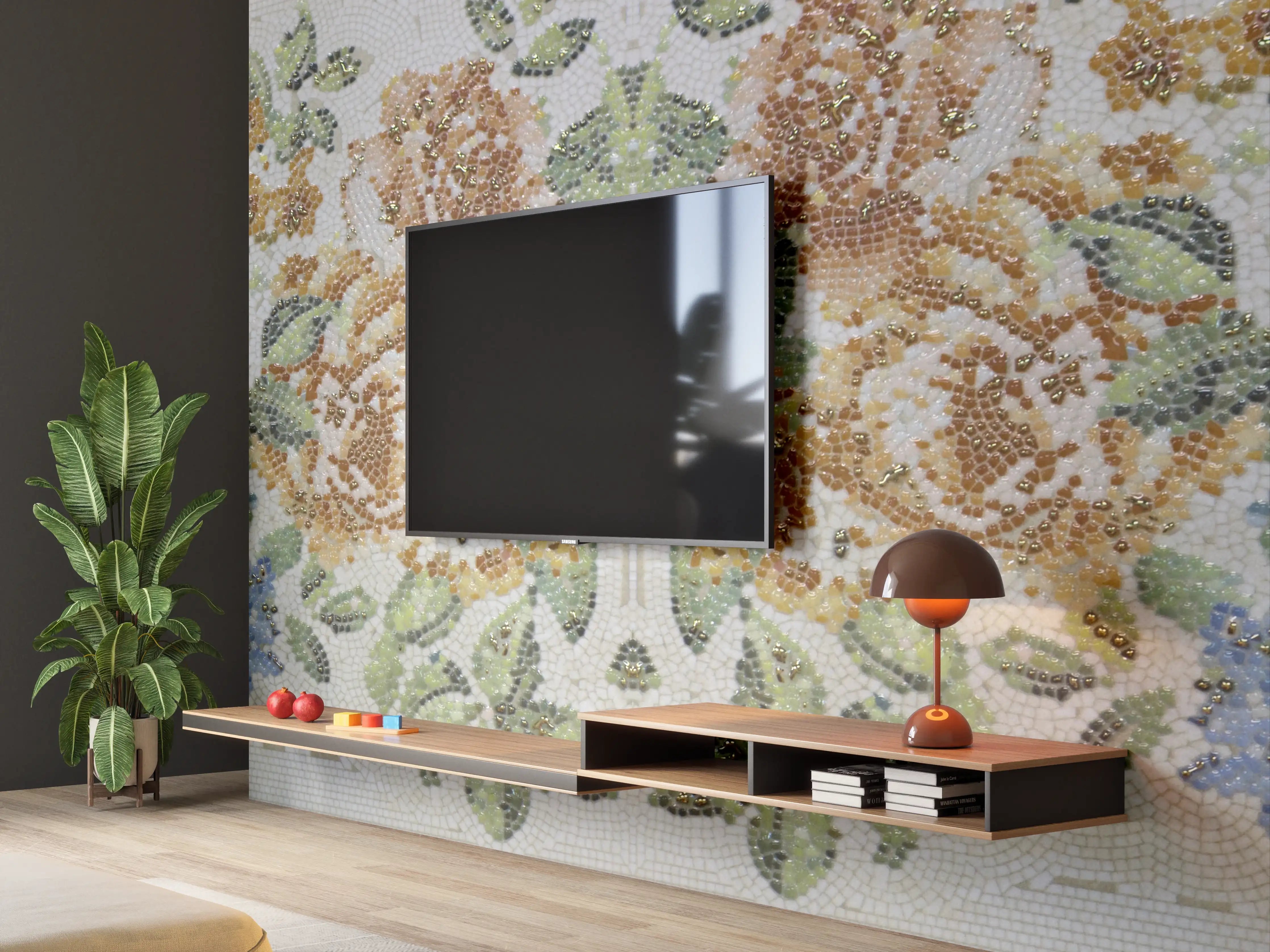 Wandverkleidung Wohnzimmer - Florales Muster Design Textur