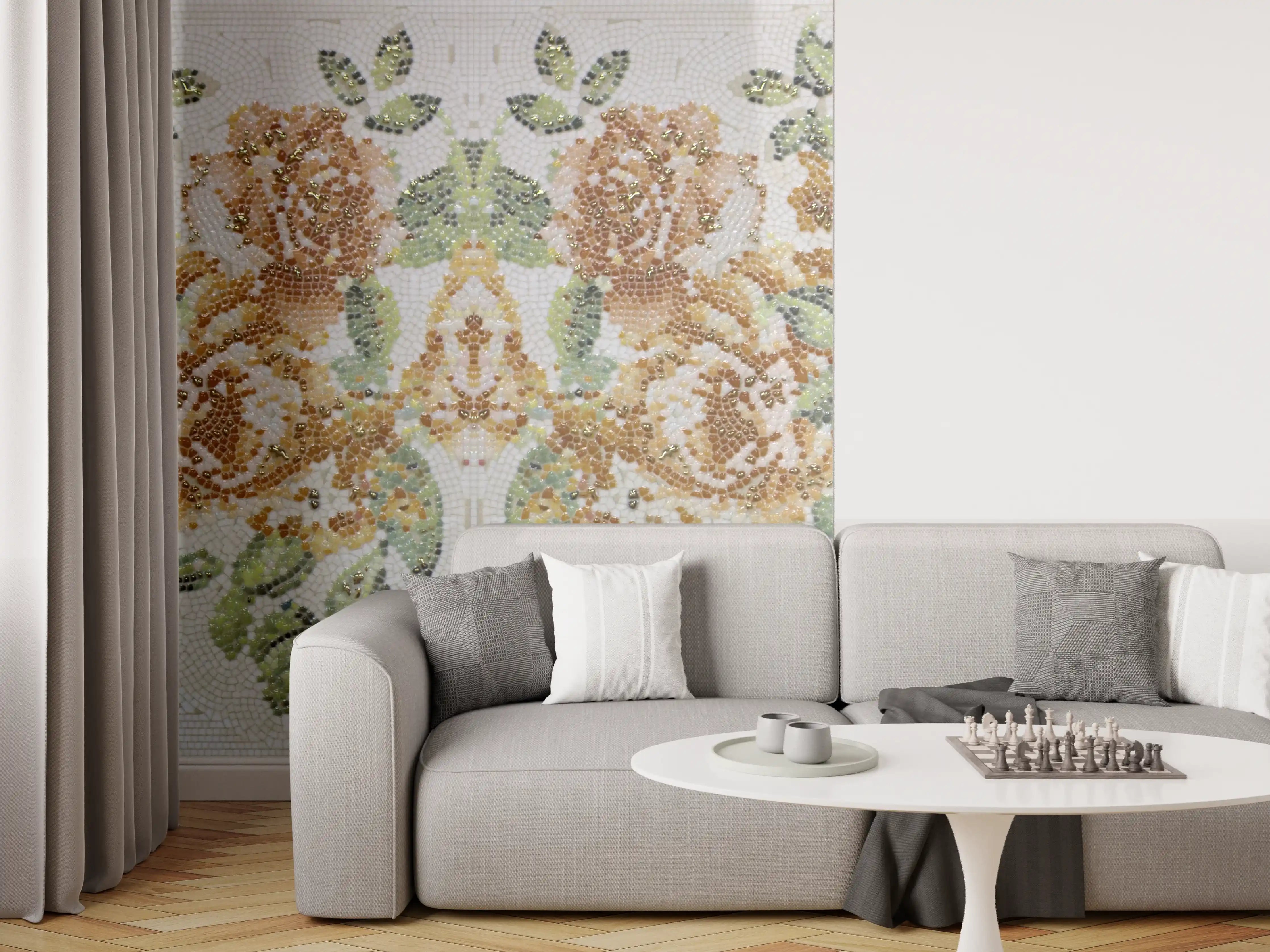 Wandverkleidung Wohnzimmer - Florales Muster Design Textur