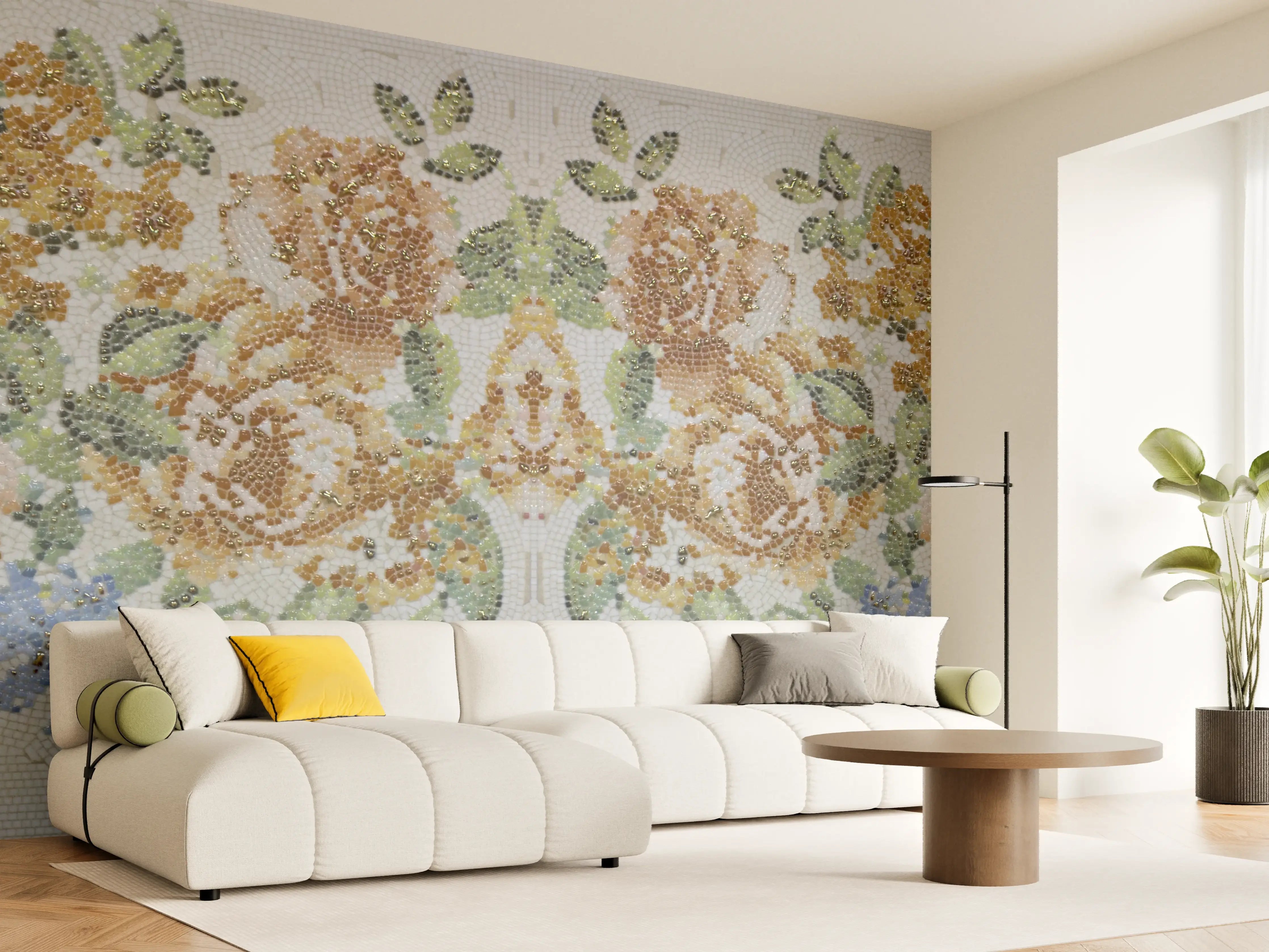 Wandverkleidung Wohnzimmer - Florales Muster Design Textur