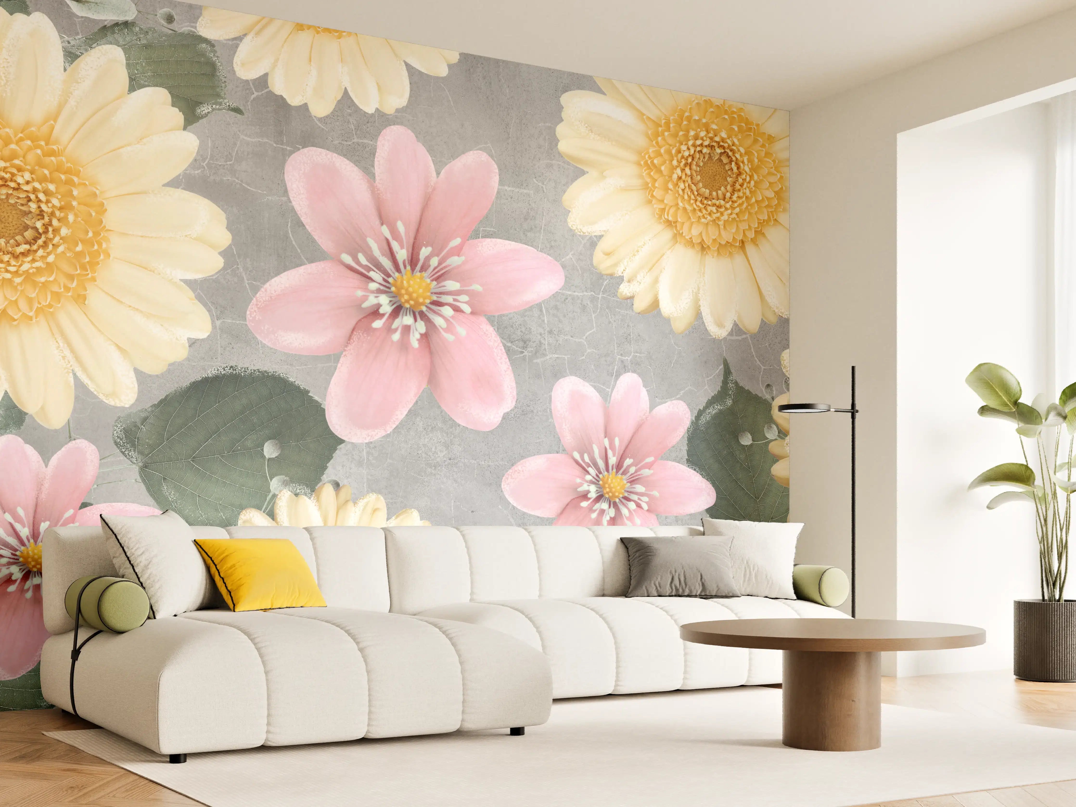 Wandverkleidung Wohnzimmer - Florales Wandmuster - Zeichnung