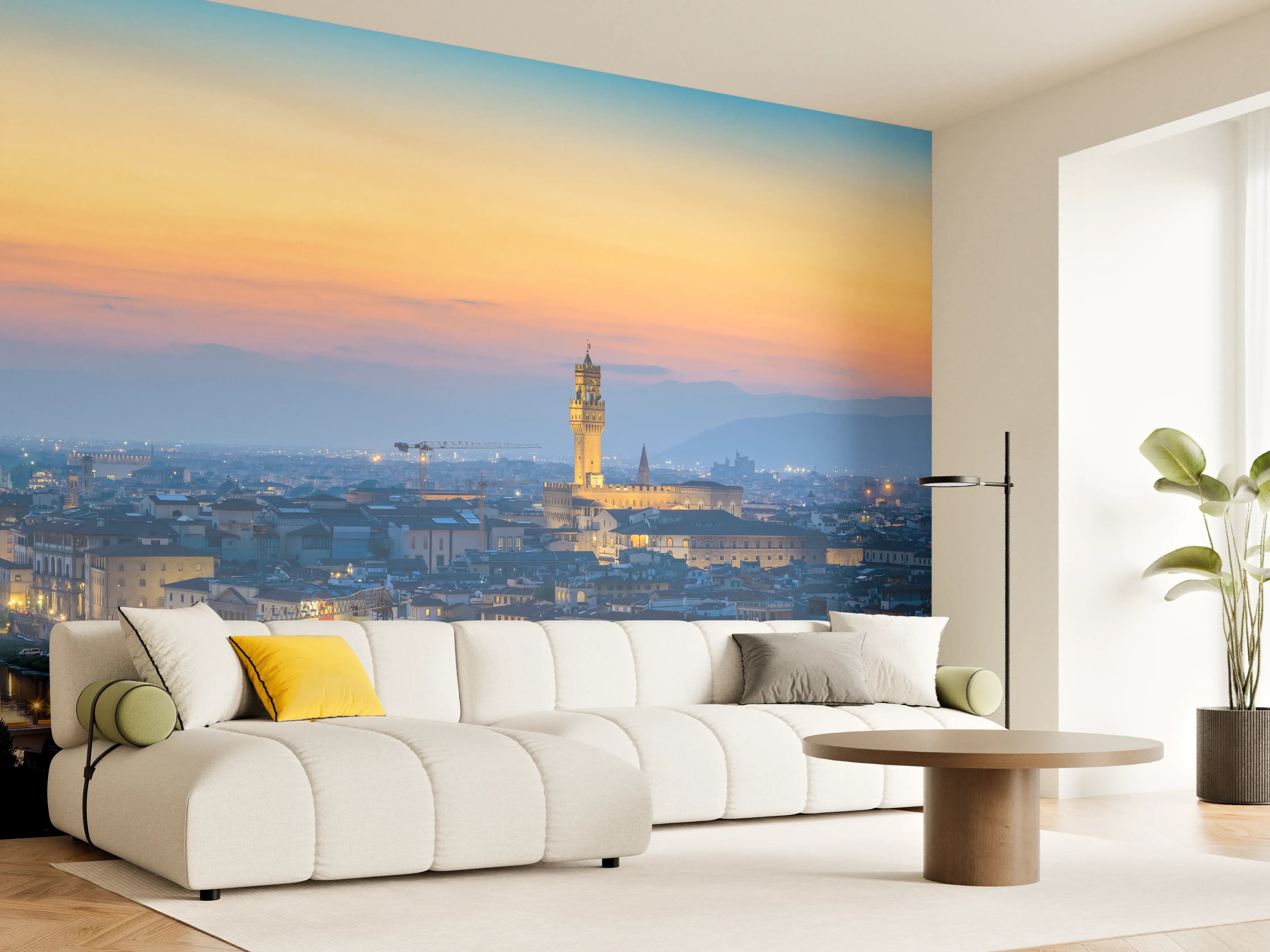 Wandverkleidung Wohnzimmer - Florenz Skyline im Sonnenuntergang