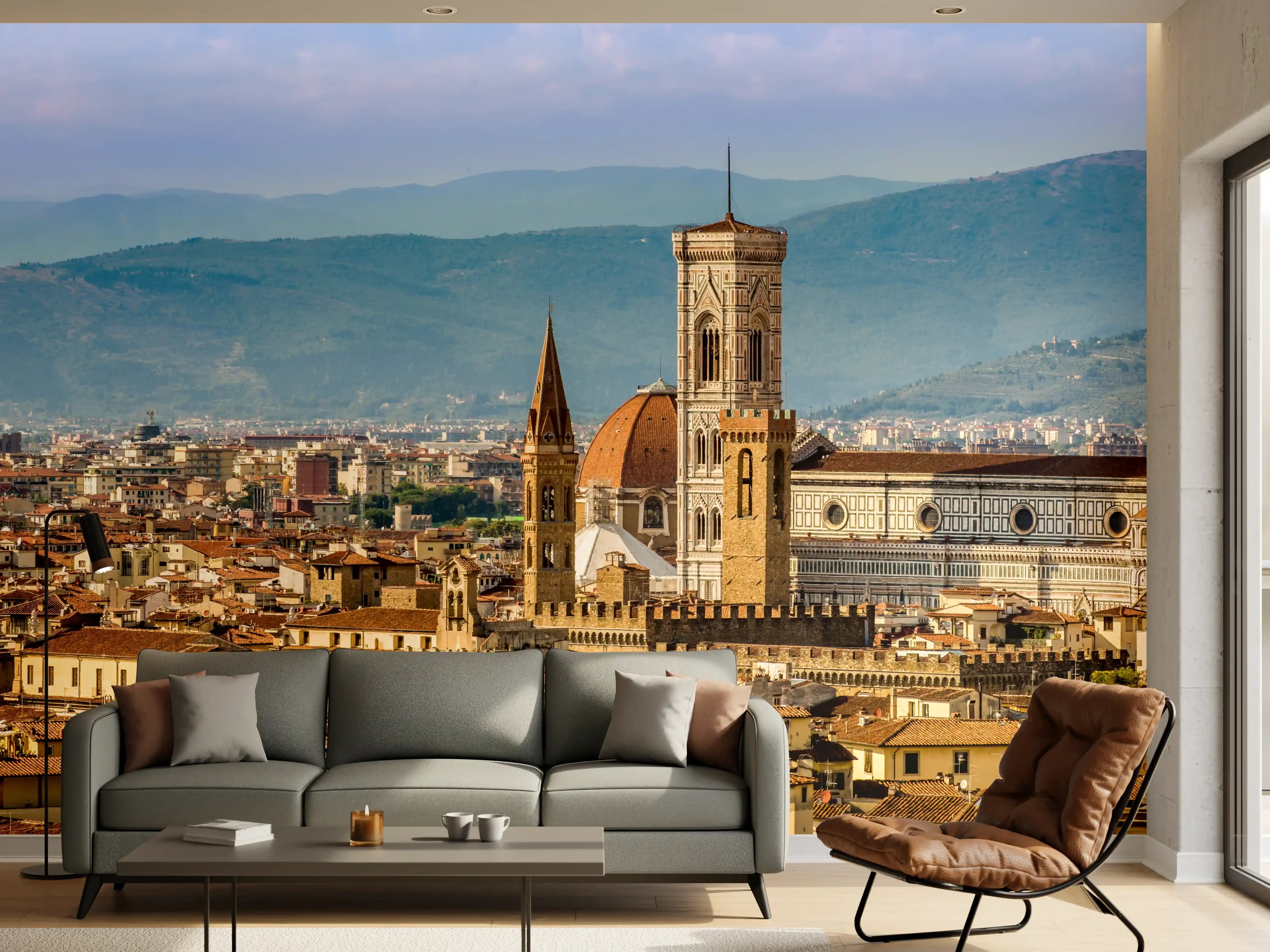Wandverkleidung Wohnzimmer - Florenz Skyline mit Duomo