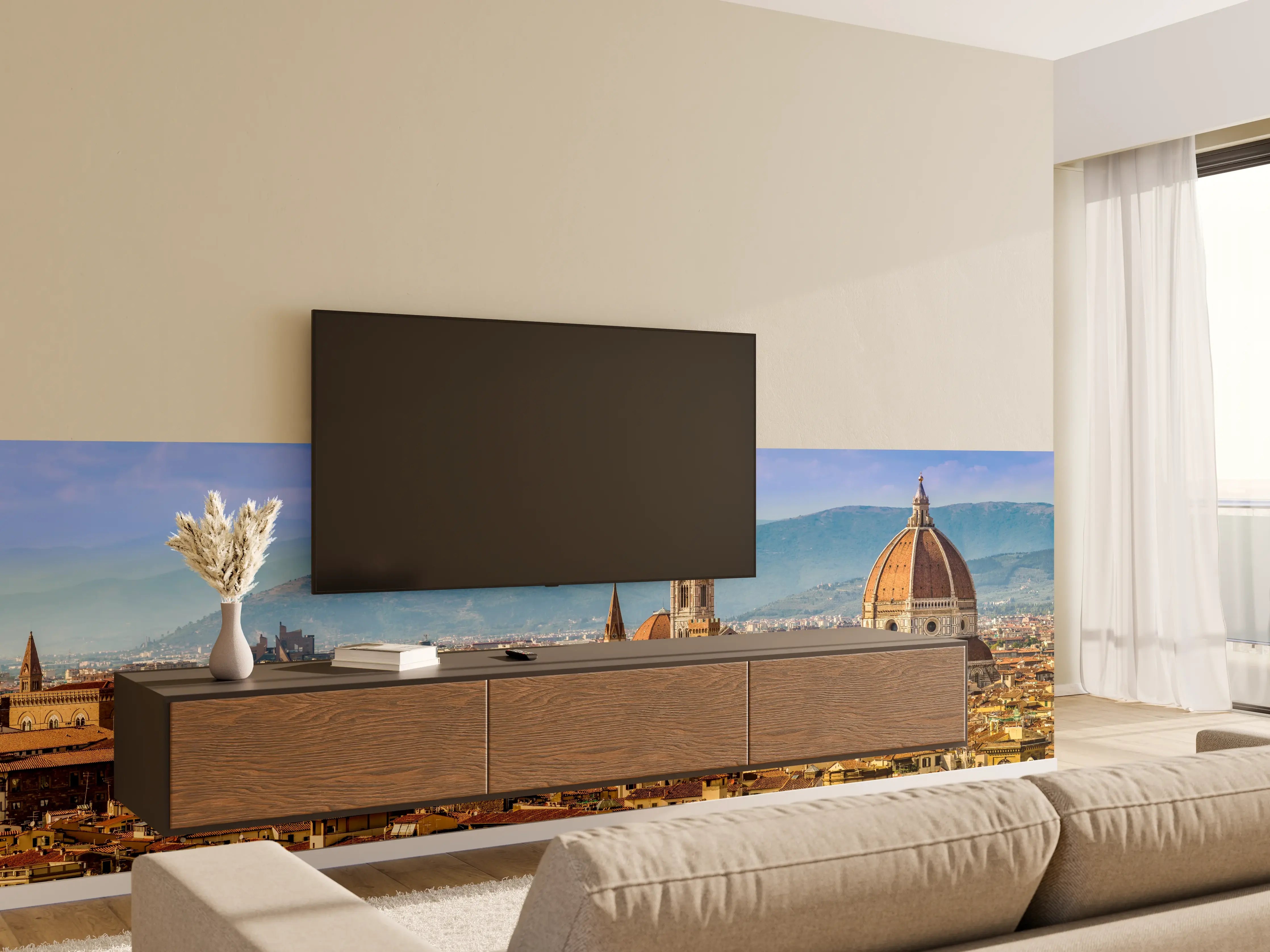 Wandverkleidung Wohnzimmer - Florenz Skyline mit Duomo
