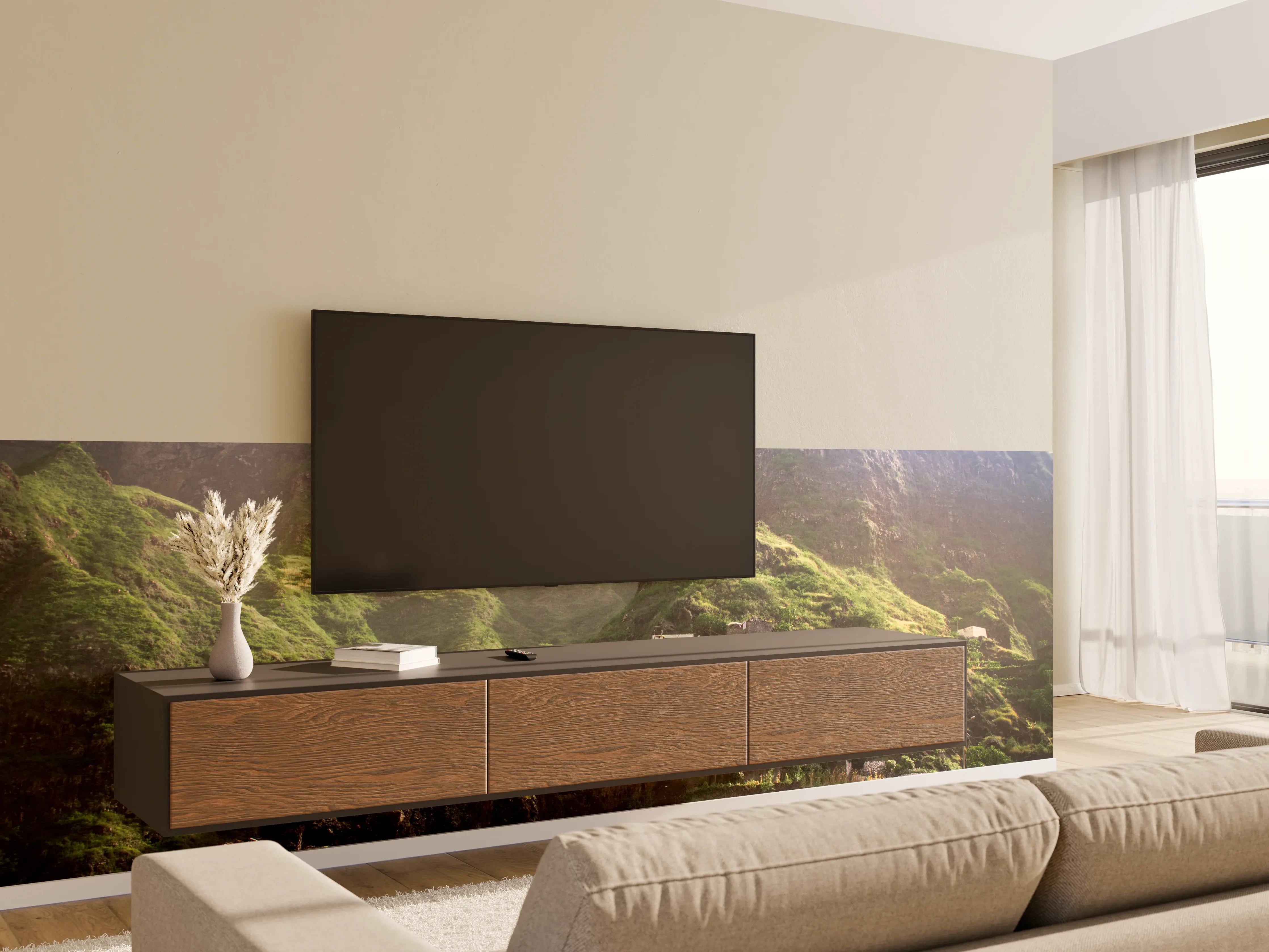 Wandverkleidung Wohnzimmer - Fontainhas Landschaft
