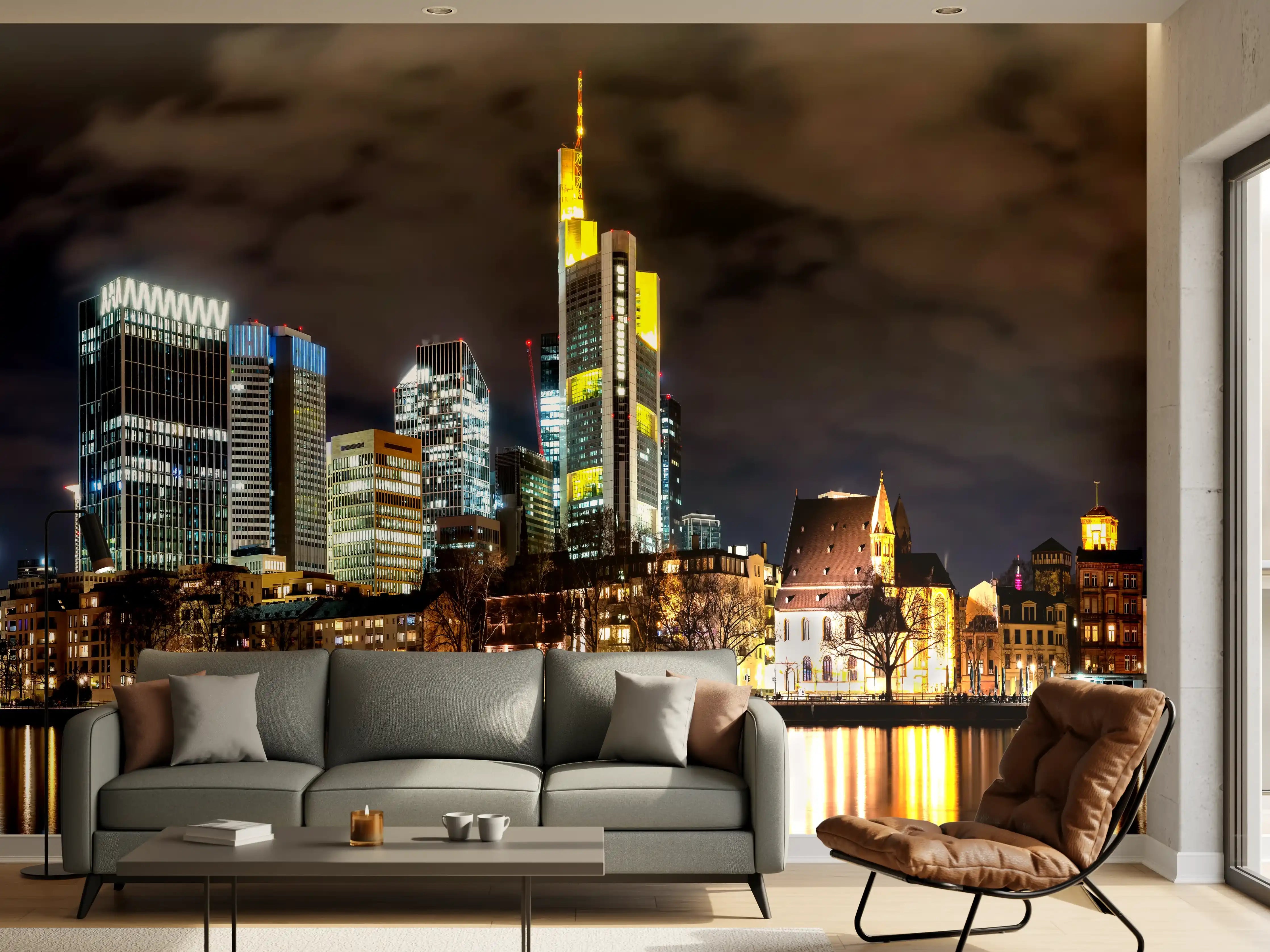 Wandverkleidung Wohnzimmer - Frankfurt Nachtportrait