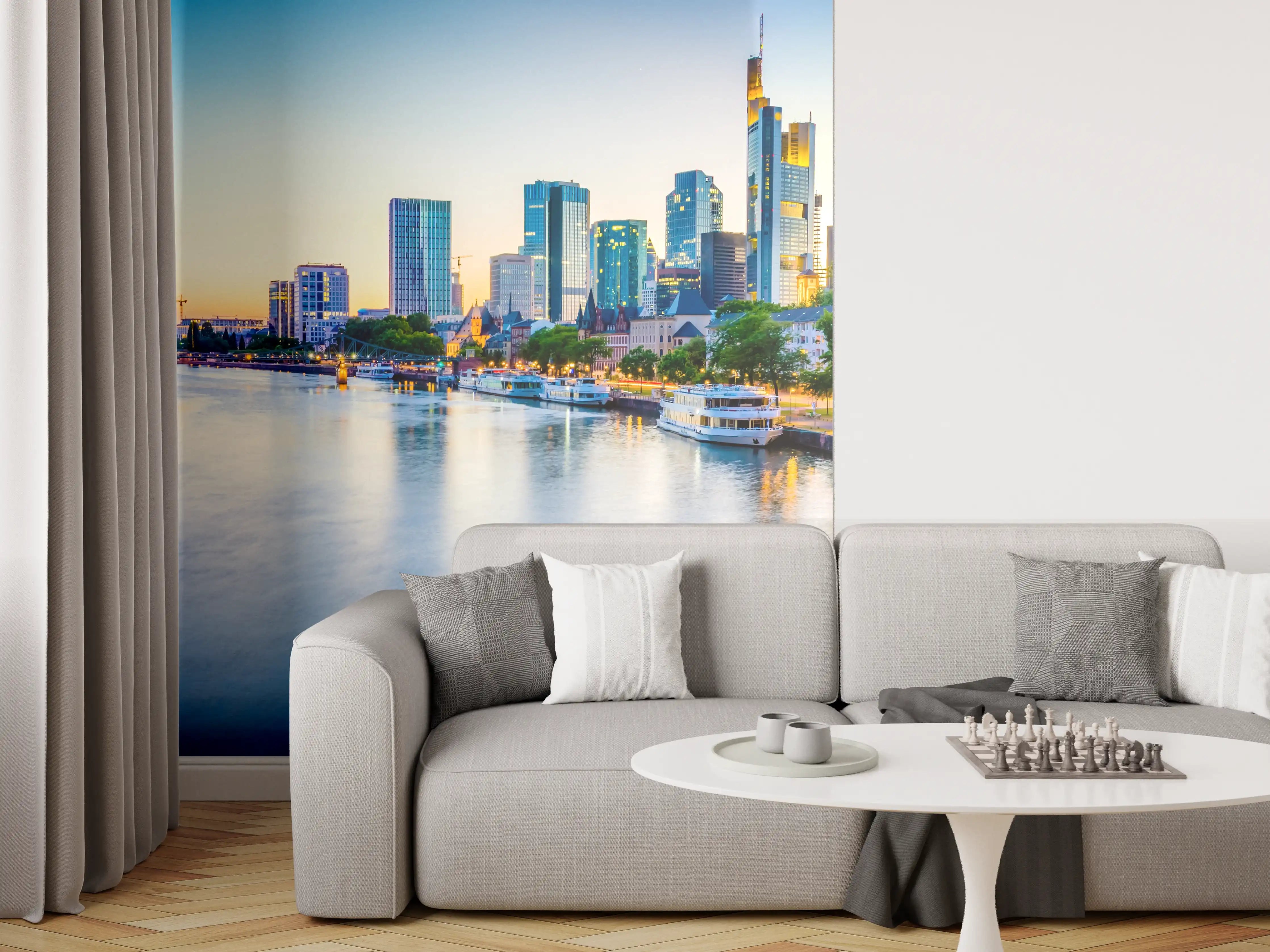 Wandverkleidung Wohnzimmer - Frankfurt Panorama Ostend