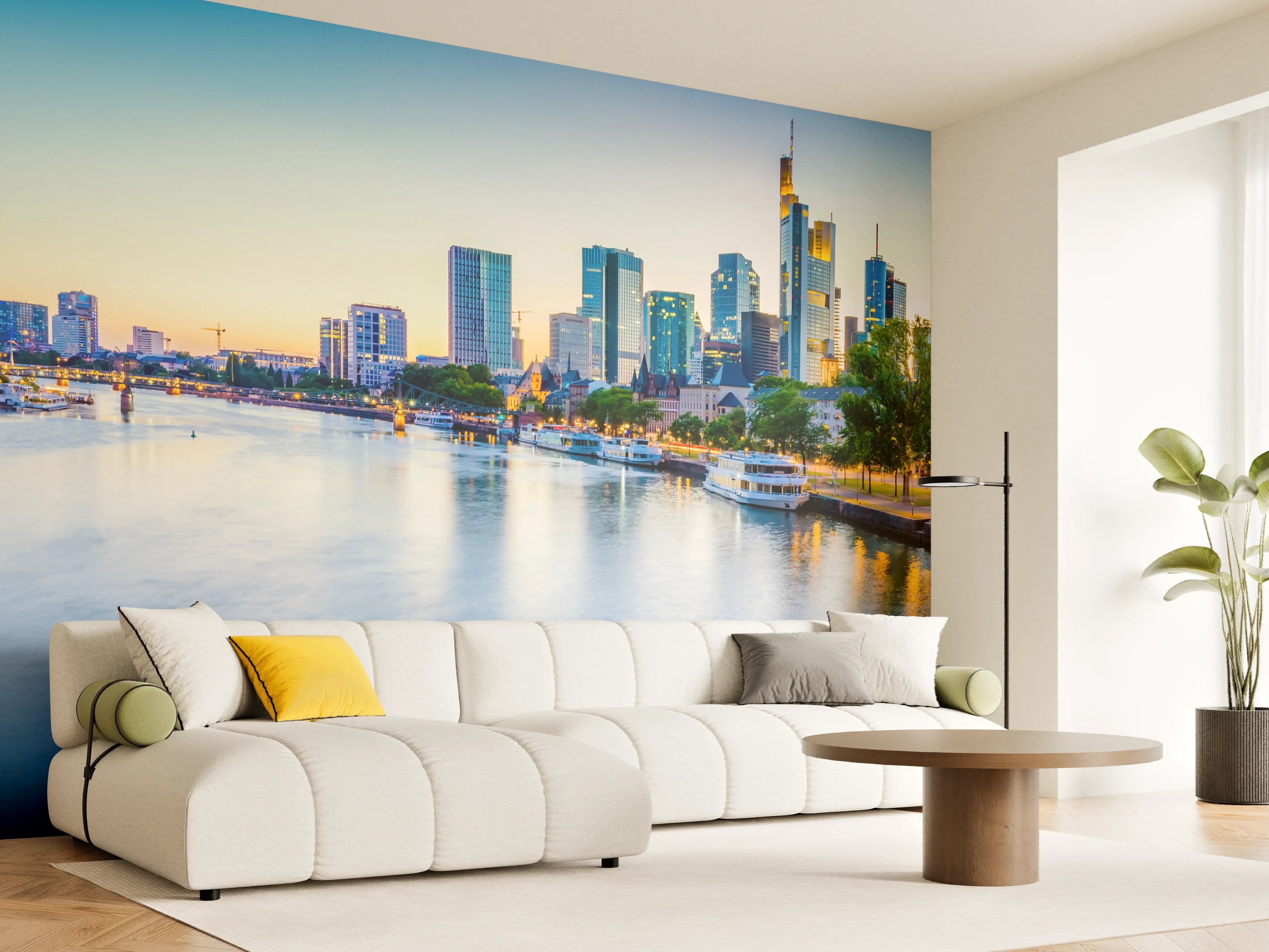 Wandverkleidung Wohnzimmer - Frankfurt Panorama Ostend