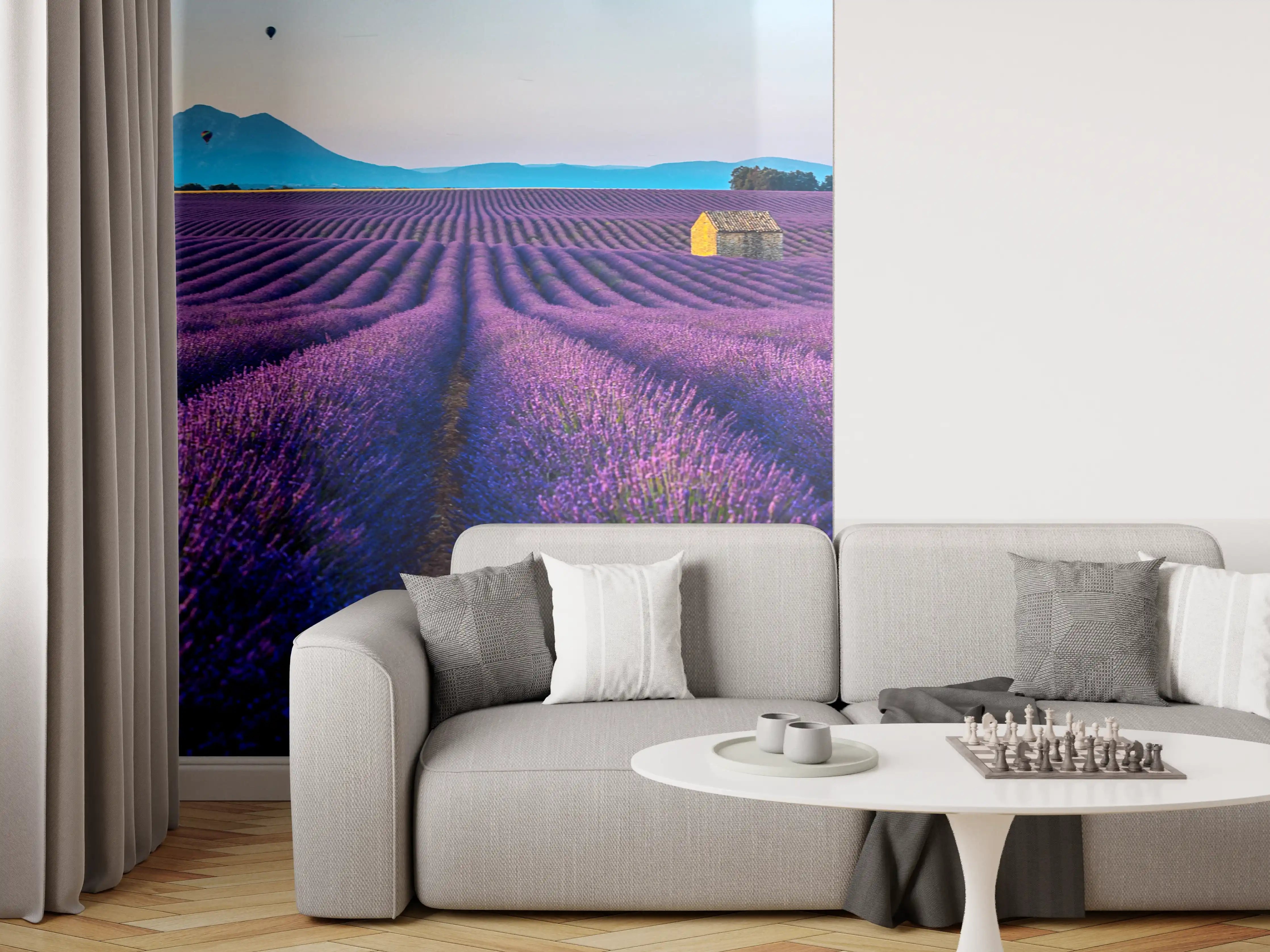 Wandverkleidung Wohnzimmer - Französische Lavendelfelder