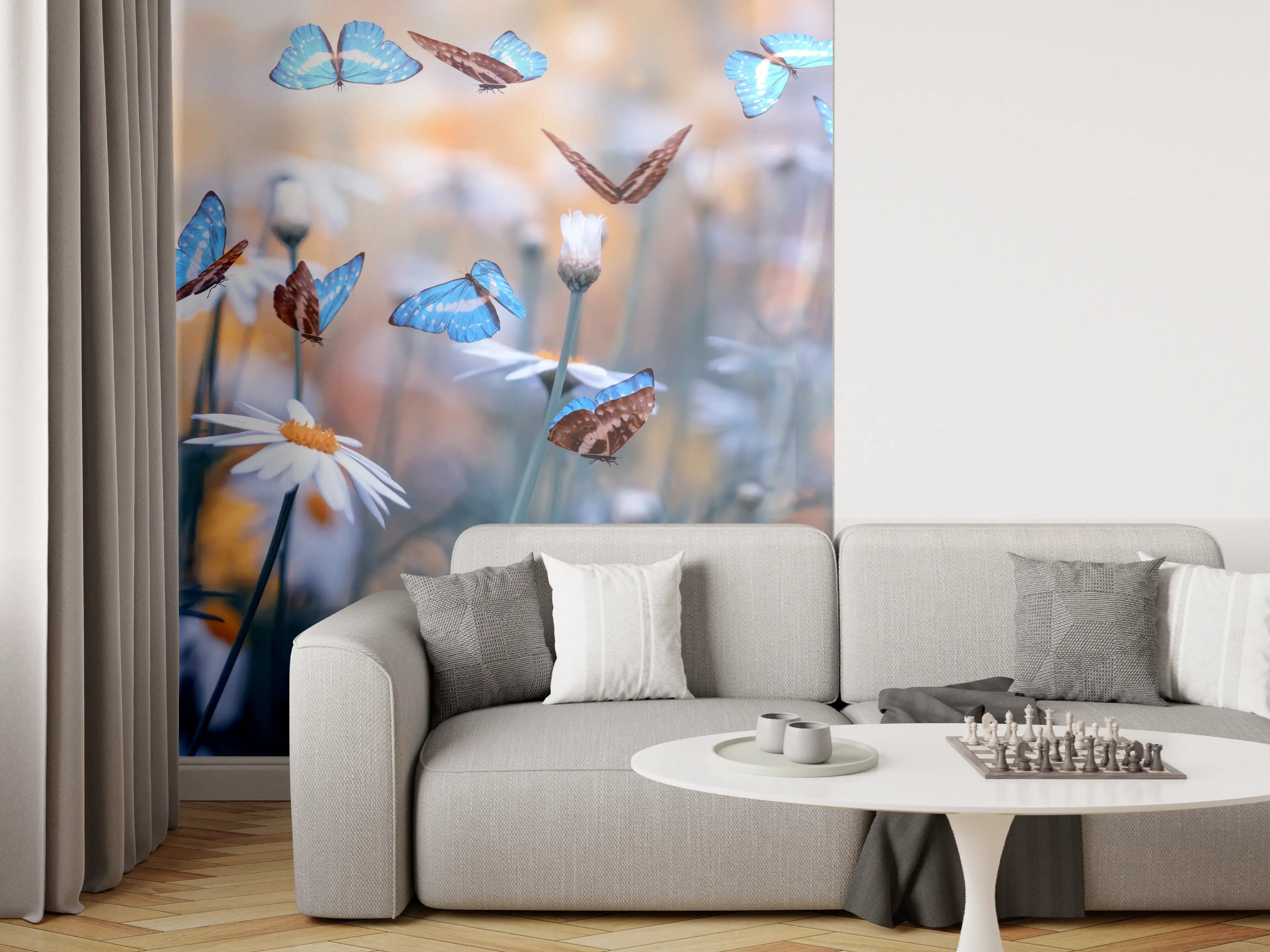 Wandverkleidung Wohnzimmer - Frühling Naturlandschaft mit wilden Blumen