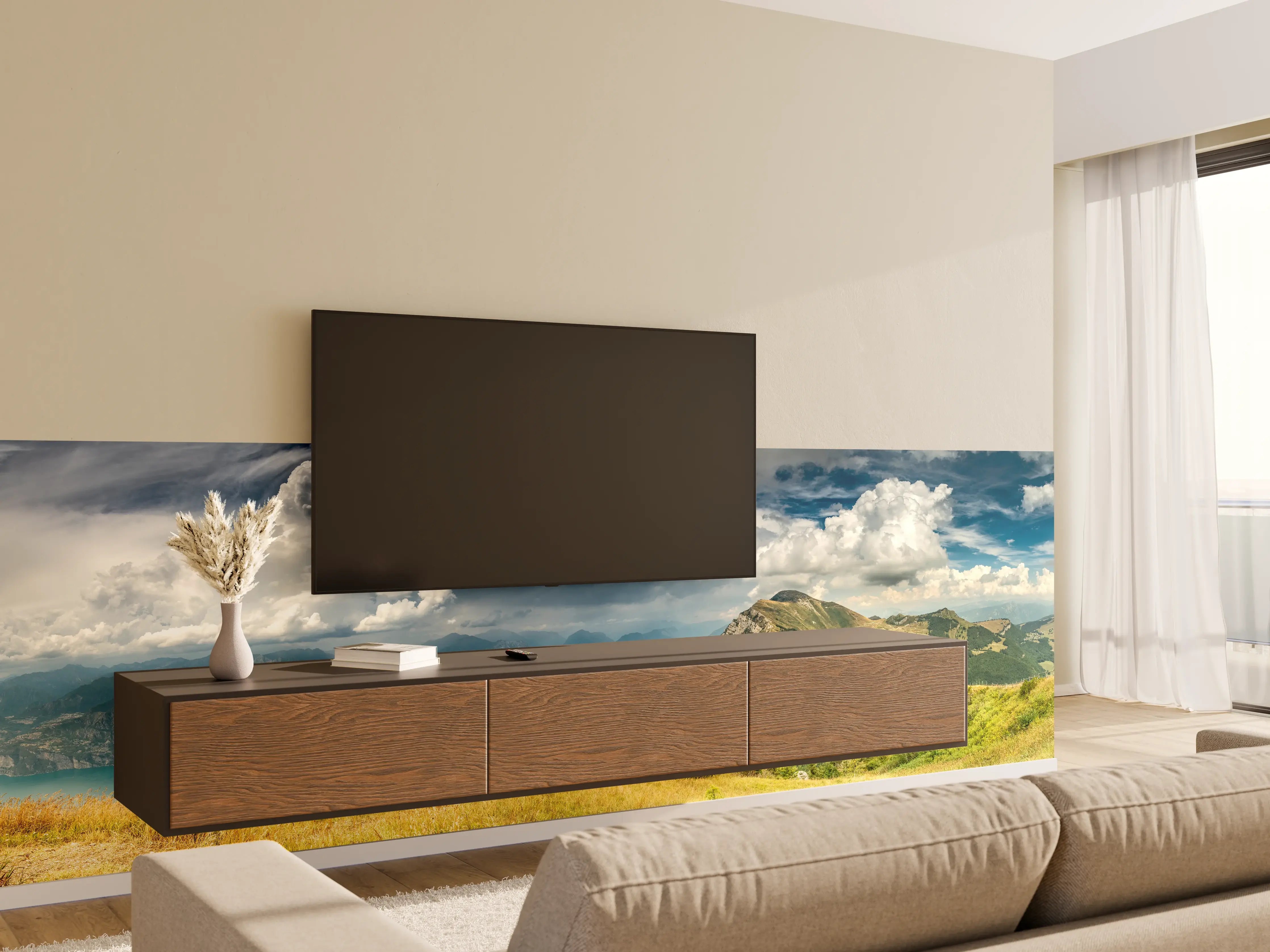 Wandverkleidung Wohnzimmer - Gardasee – Harmonie in Blau-Grün