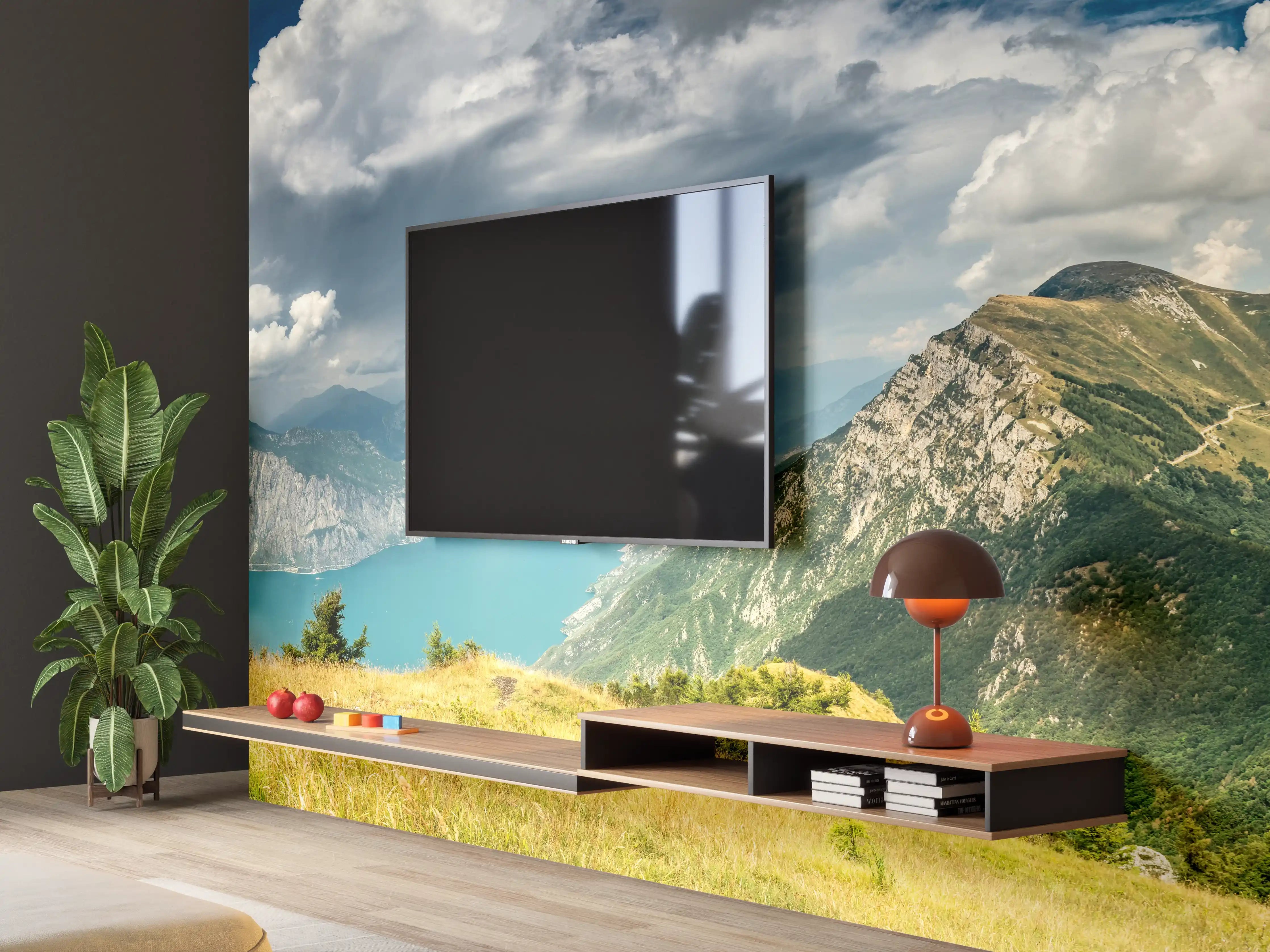 Wandverkleidung Wohnzimmer - Gardasee – Harmonie in Blau-Grün