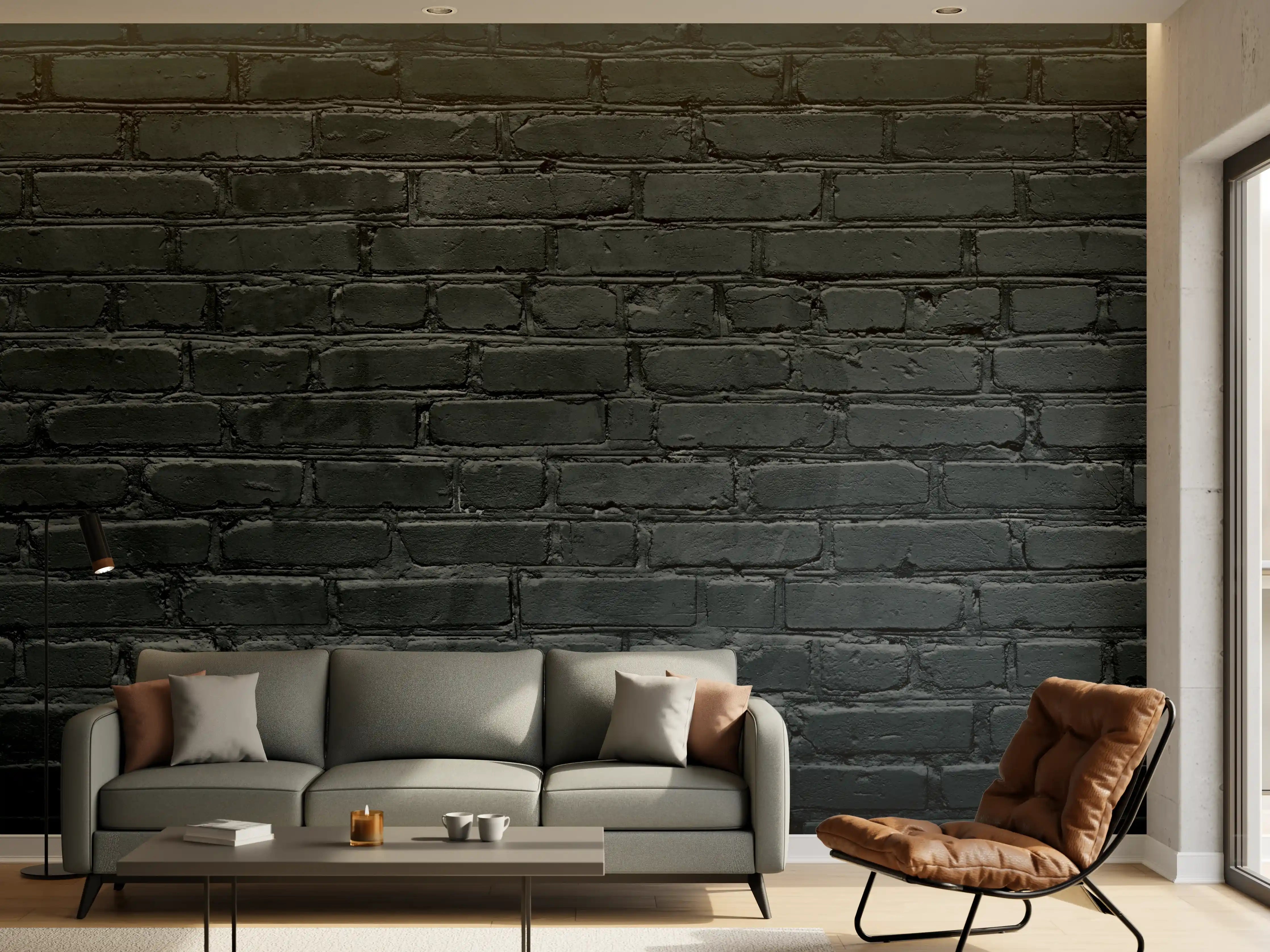 Wandverkleidung Wohnzimmer - Gealtertes dunkles Mauerwerk