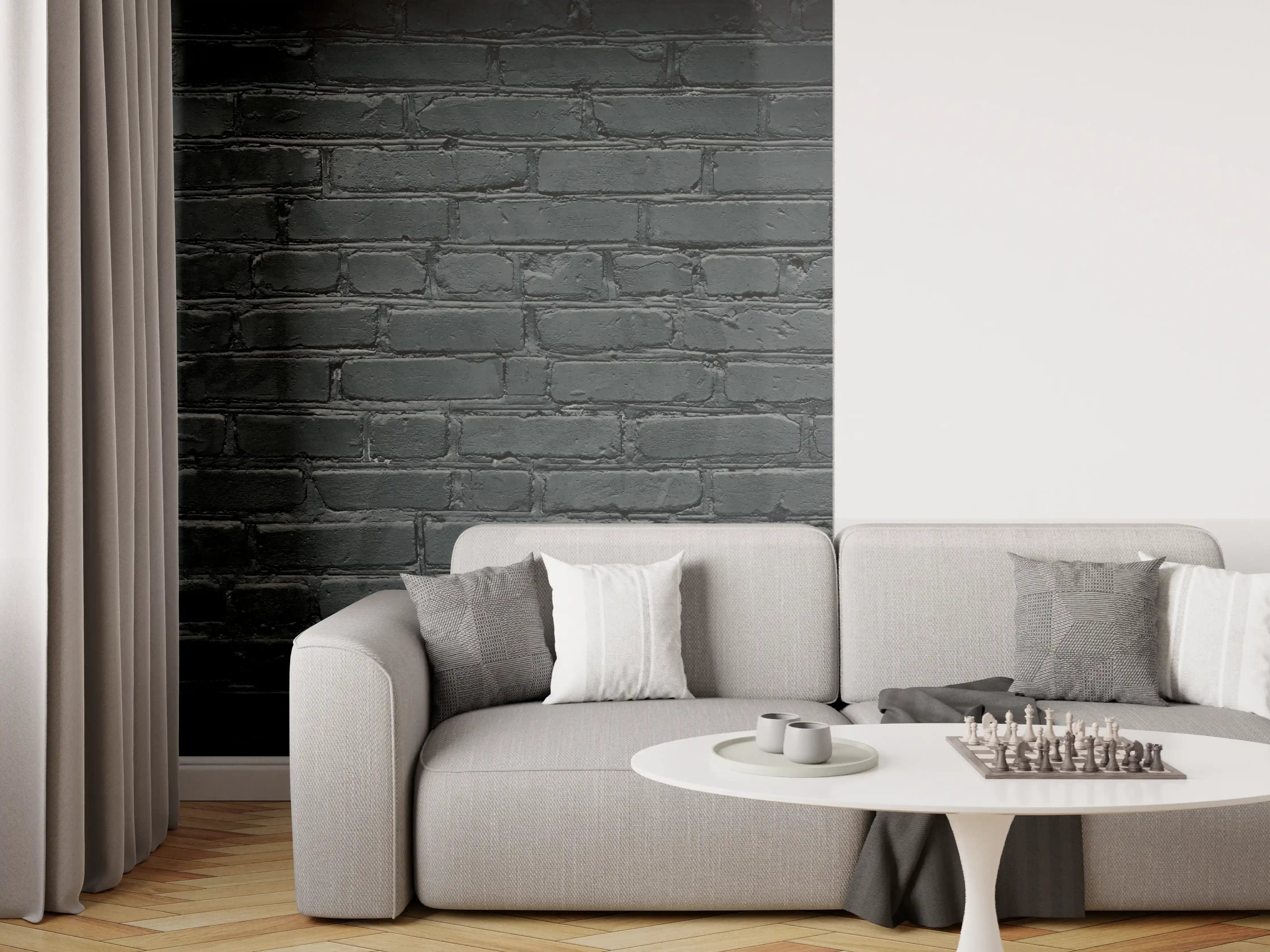 Wandverkleidung Wohnzimmer - Gealtertes dunkles Mauerwerk