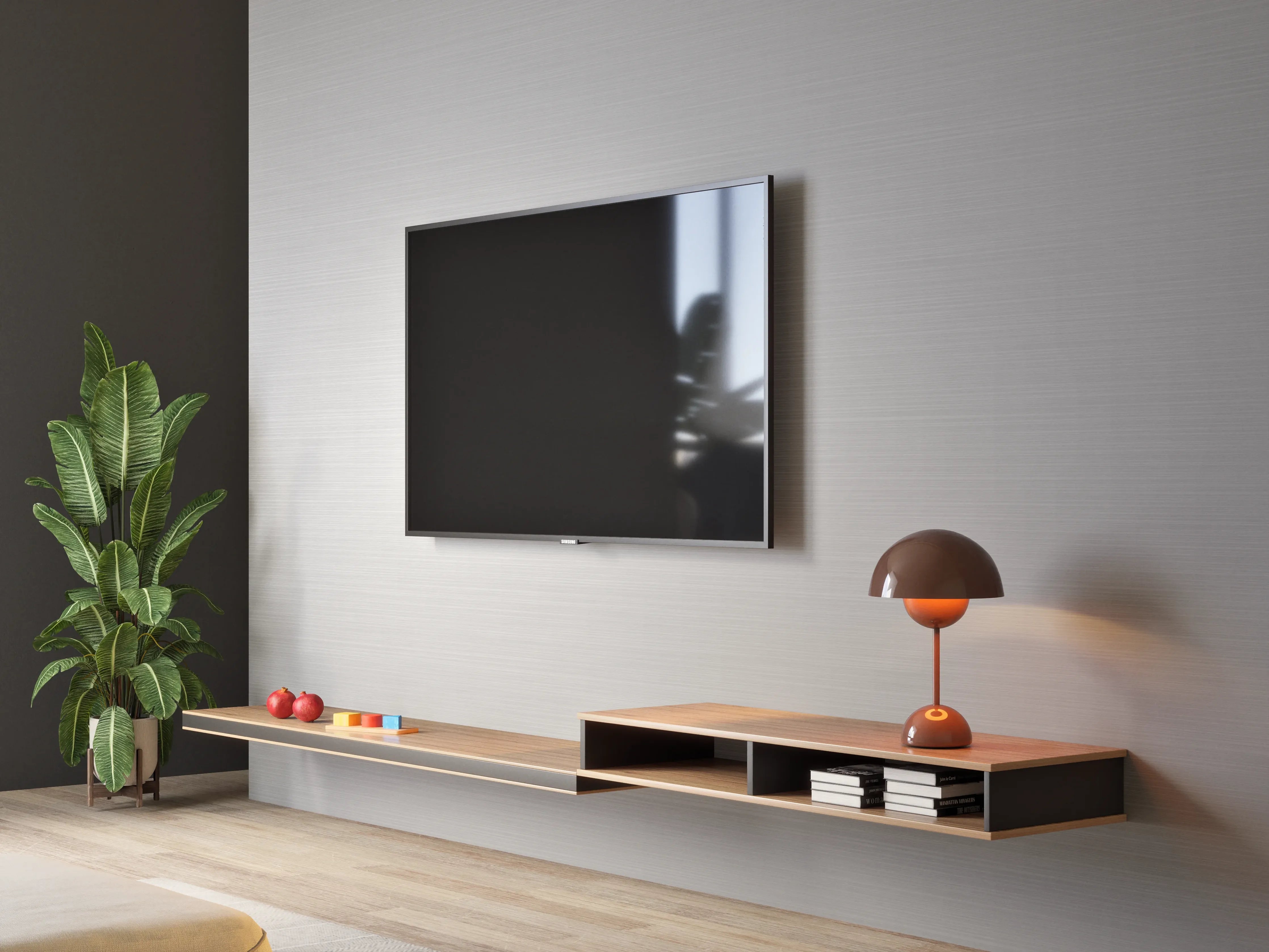 Wandverkleidung Wohnzimmer - Gebürsteter Metall-Hintergrund Grau