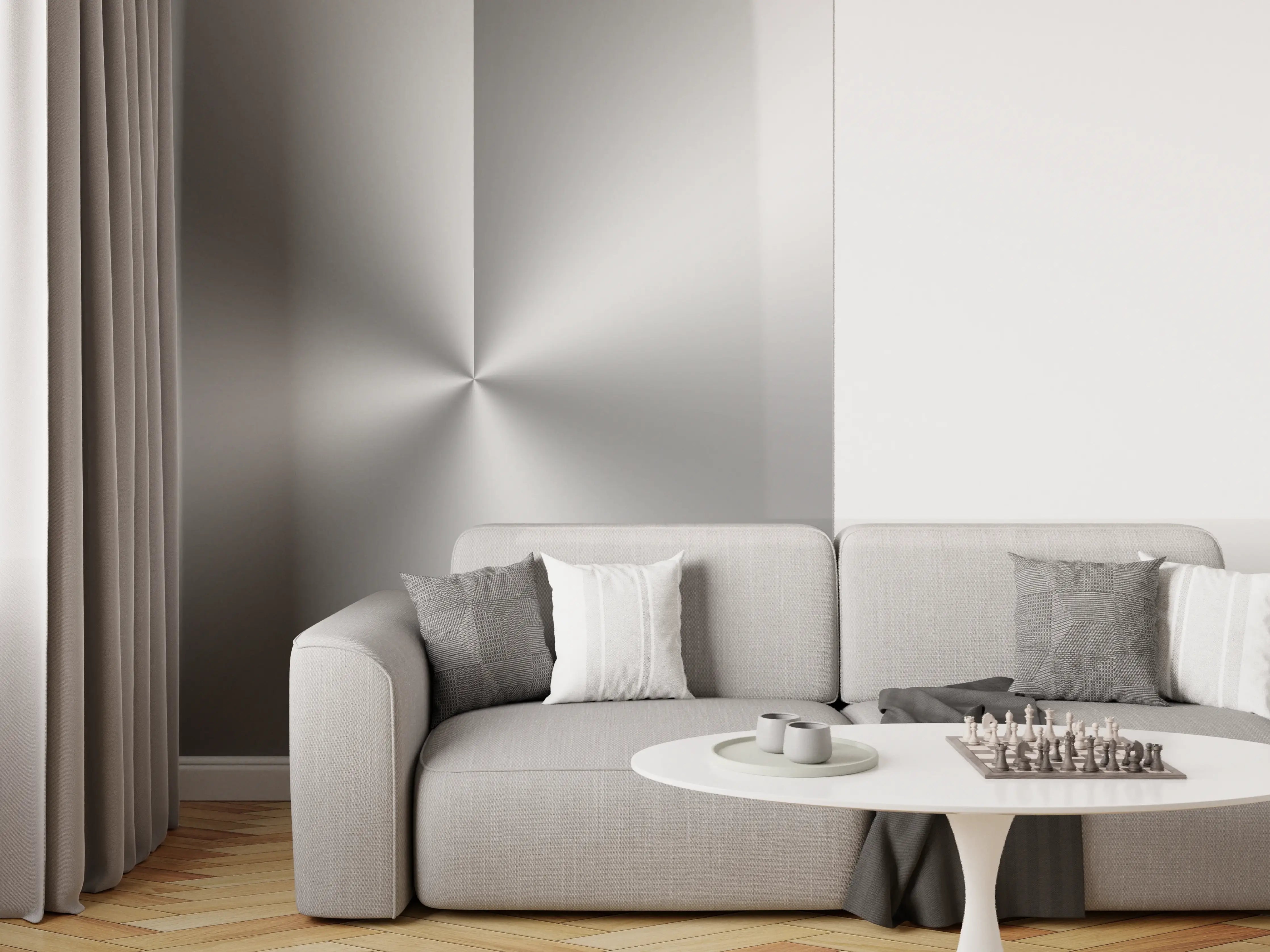 Wandverkleidung Wohnzimmer - Gebürstetes Metall