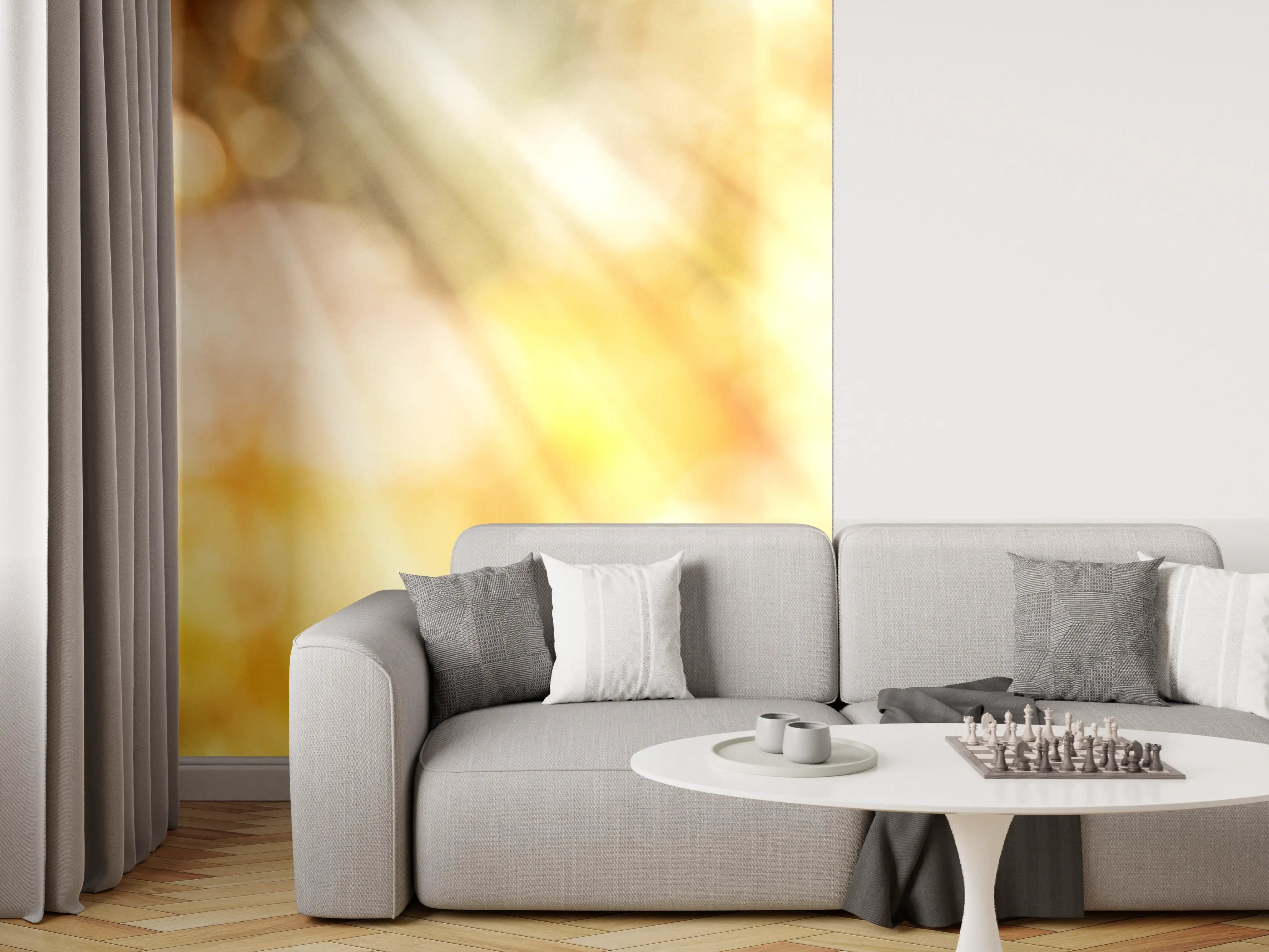 Wandverkleidung Wohnzimmer - Gelbe Dahlie