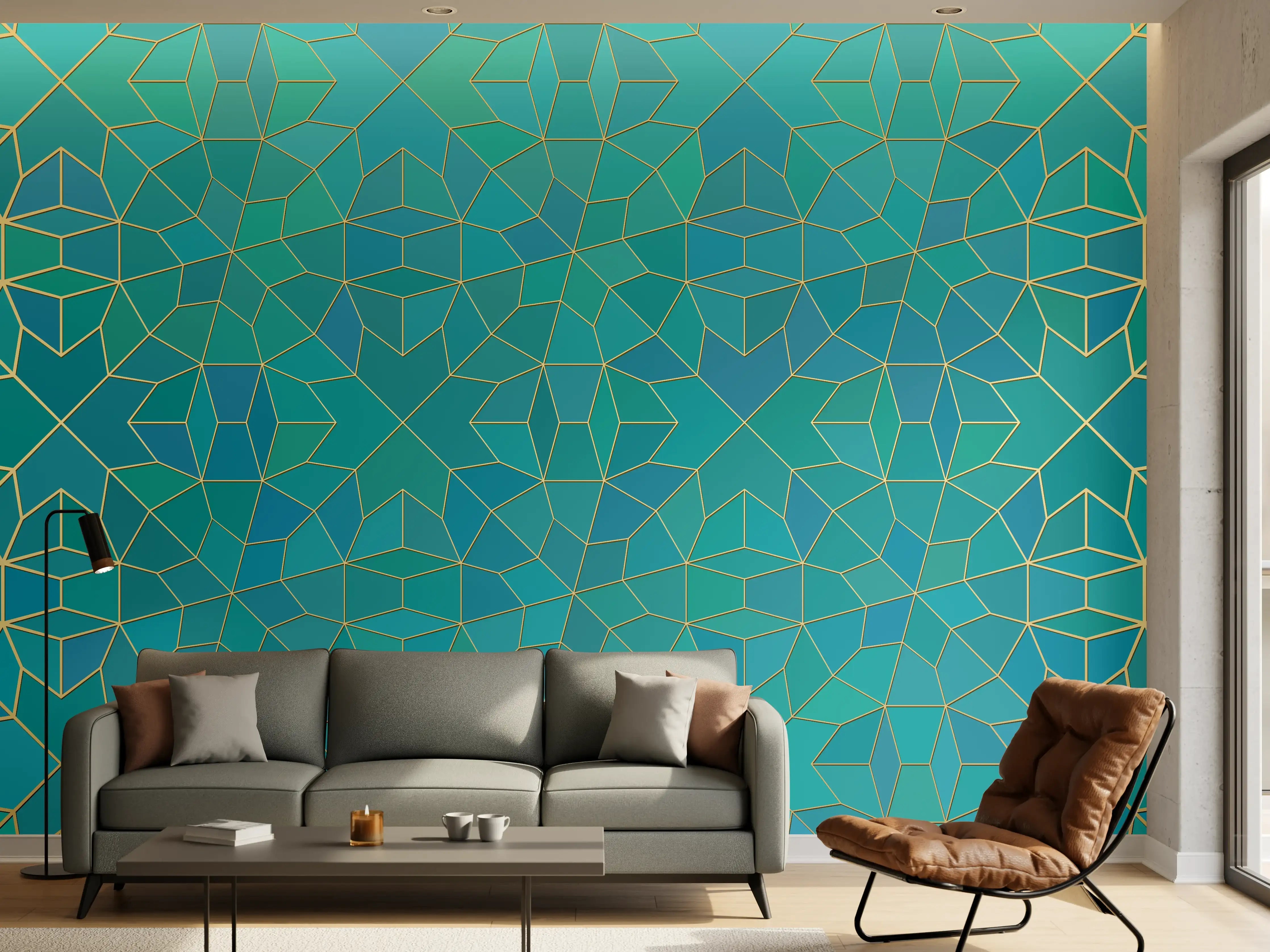 Wandverkleidung Wohnzimmer - Geometrische Muster