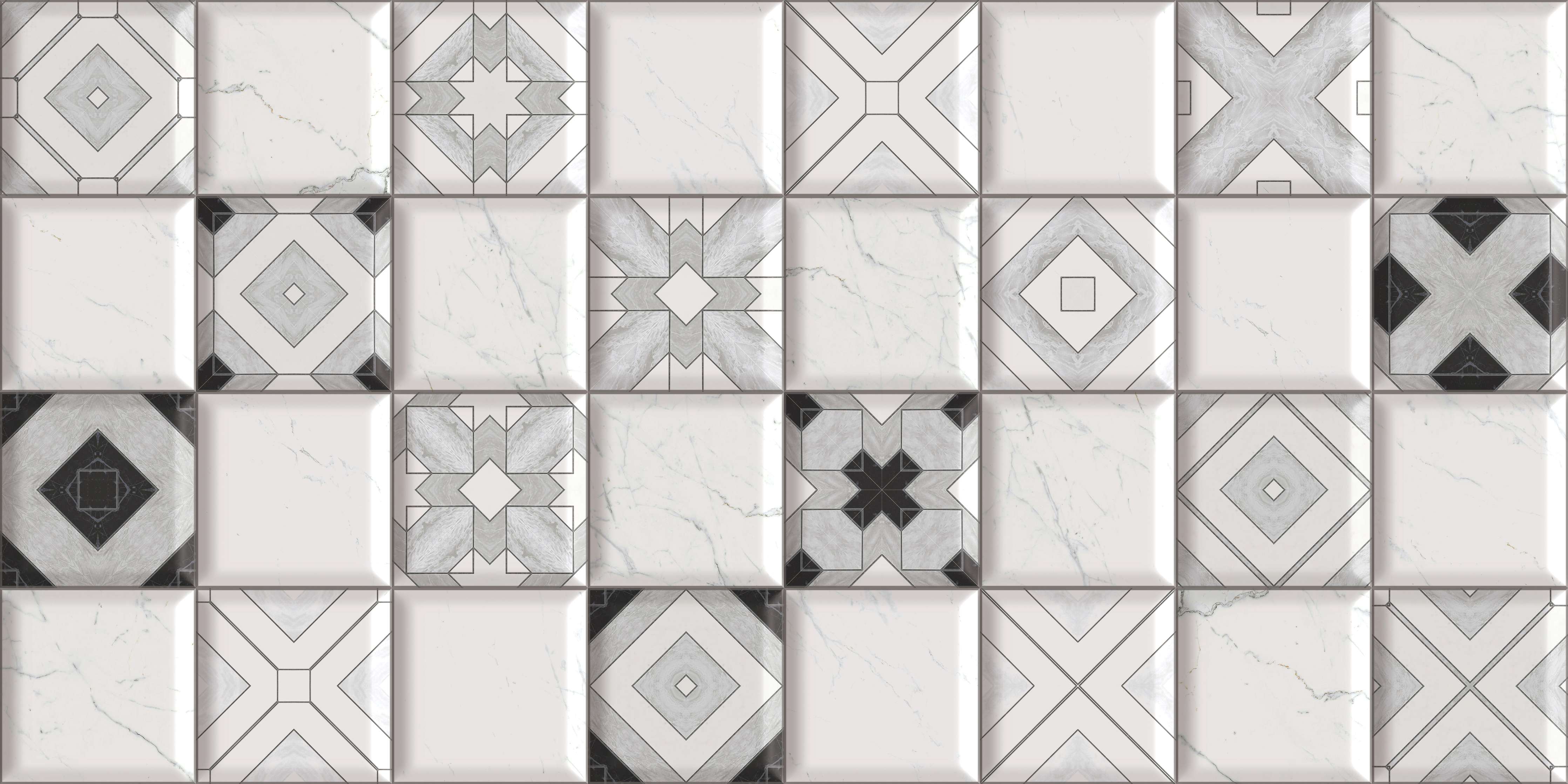 Wandverkleidung Wohnzimmer-Geometrische Weiß-Grau Wandfliesen