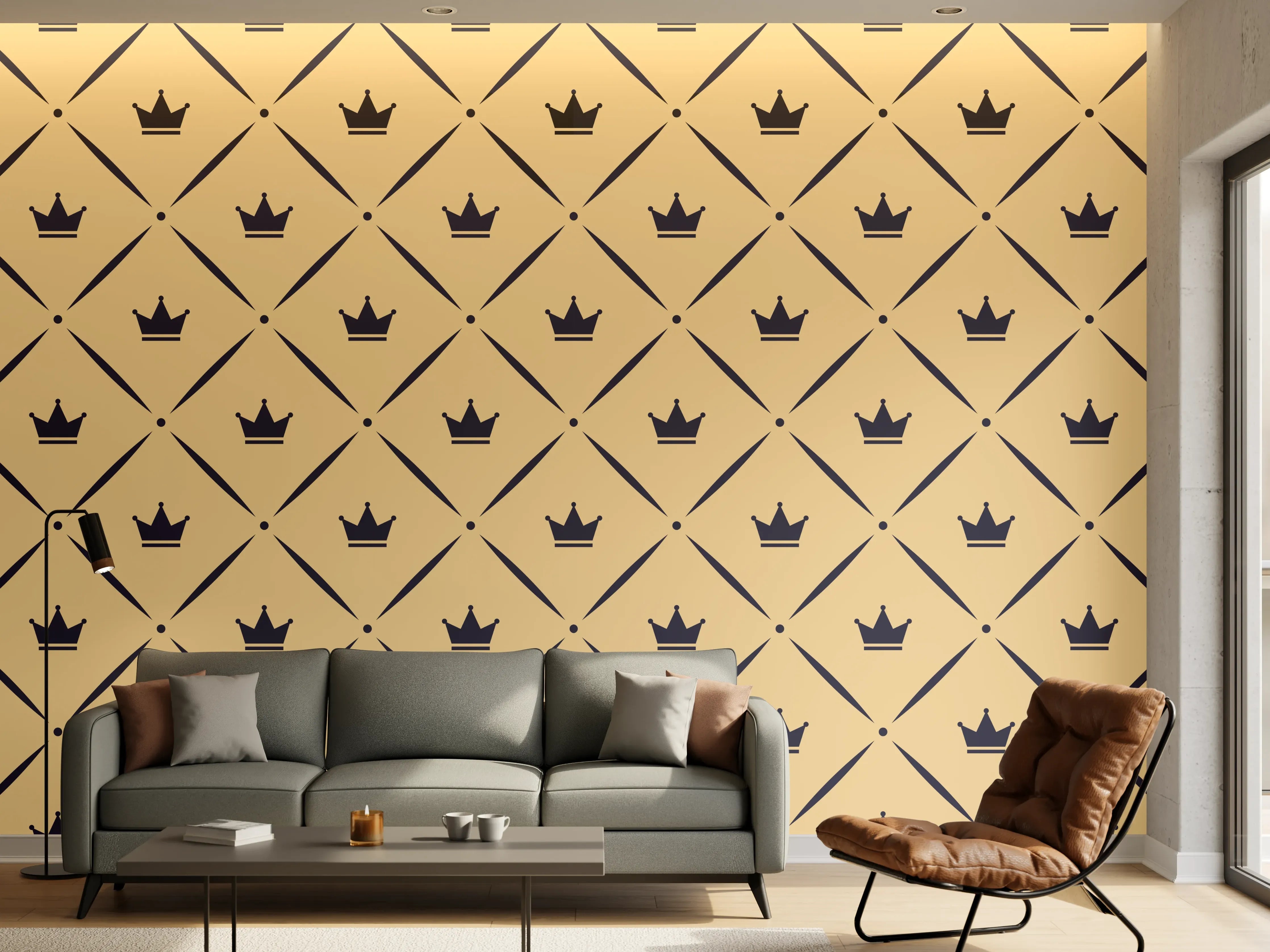 Wandverkleidung Wohnzimmer - Geometrisches Beige-Braun Muster