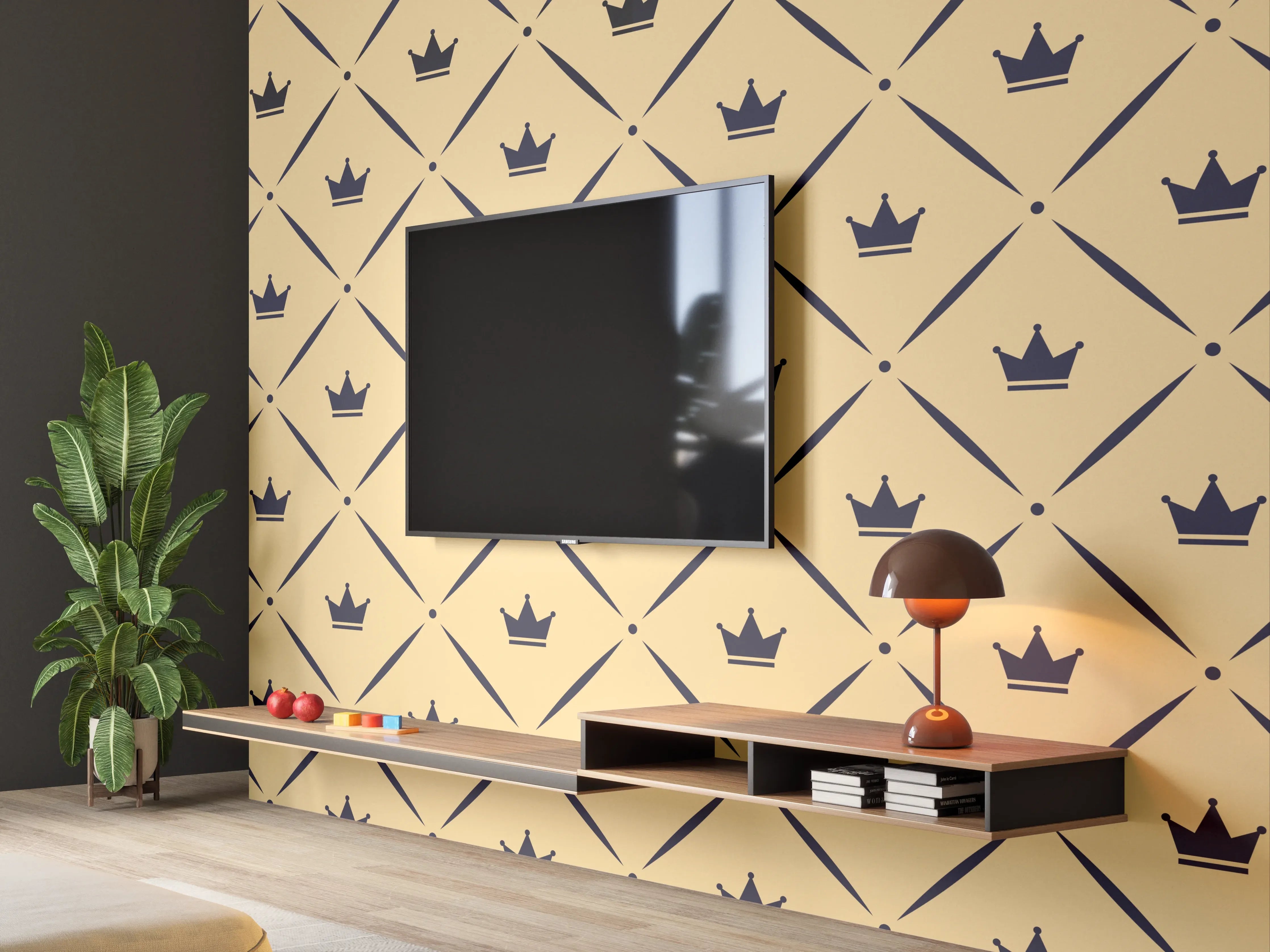 Wandverkleidung Wohnzimmer - Geometrisches Beige-Braun Muster