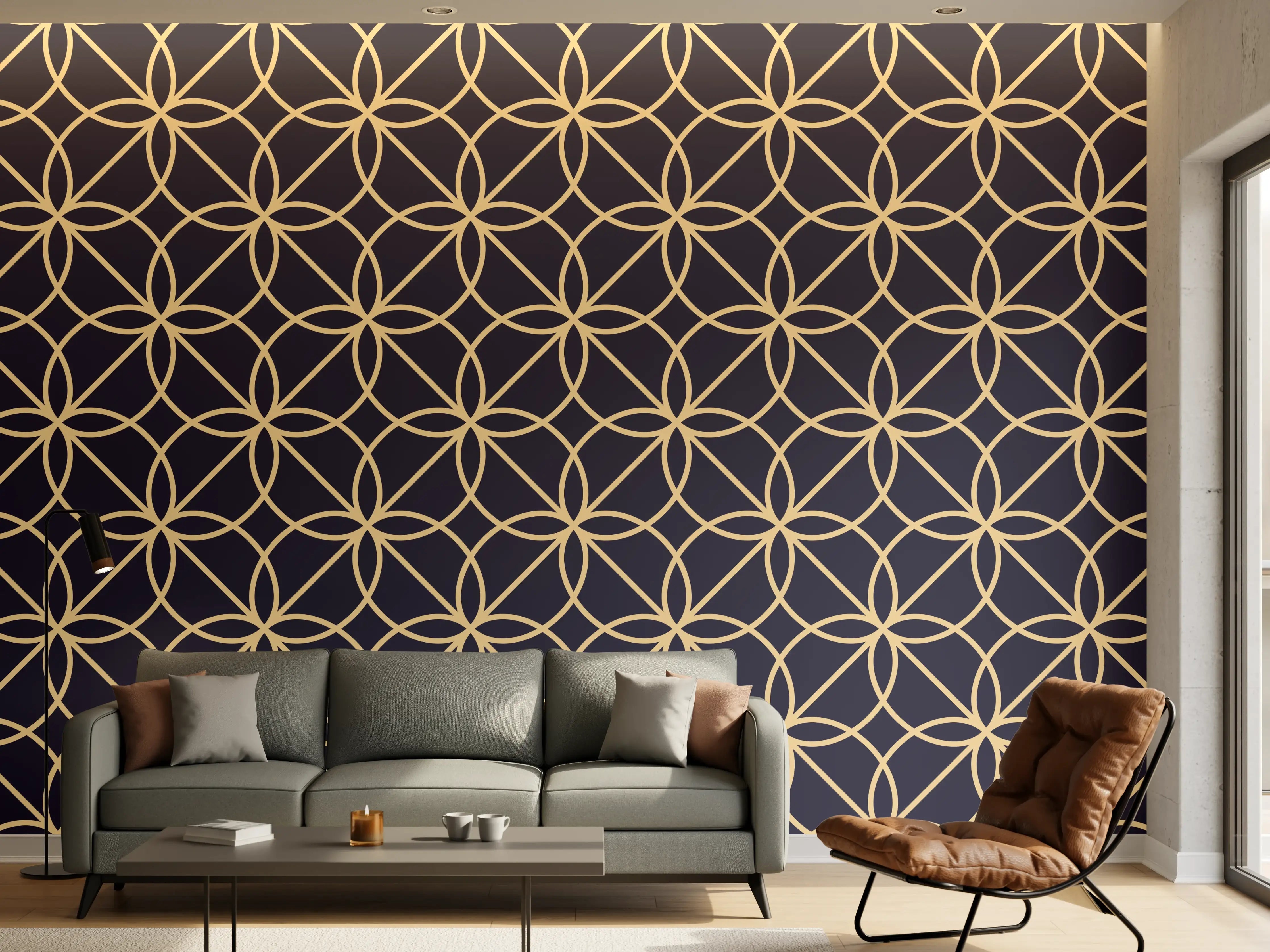 Wandverkleidung Wohnzimmer - Geometrisches Linienmuster