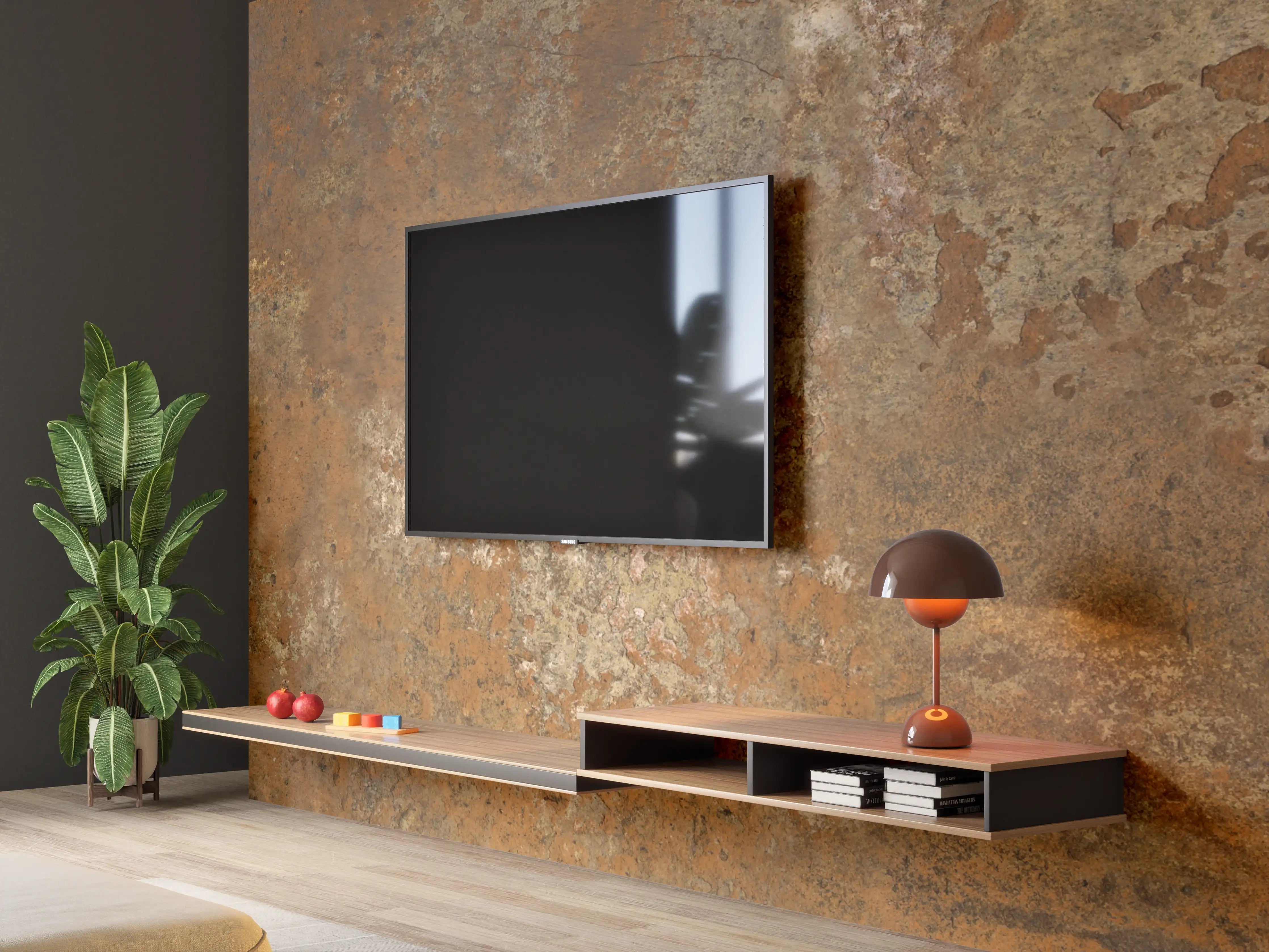 Wandverkleidung Wohnzimmer - Gerösteter Metalltextur