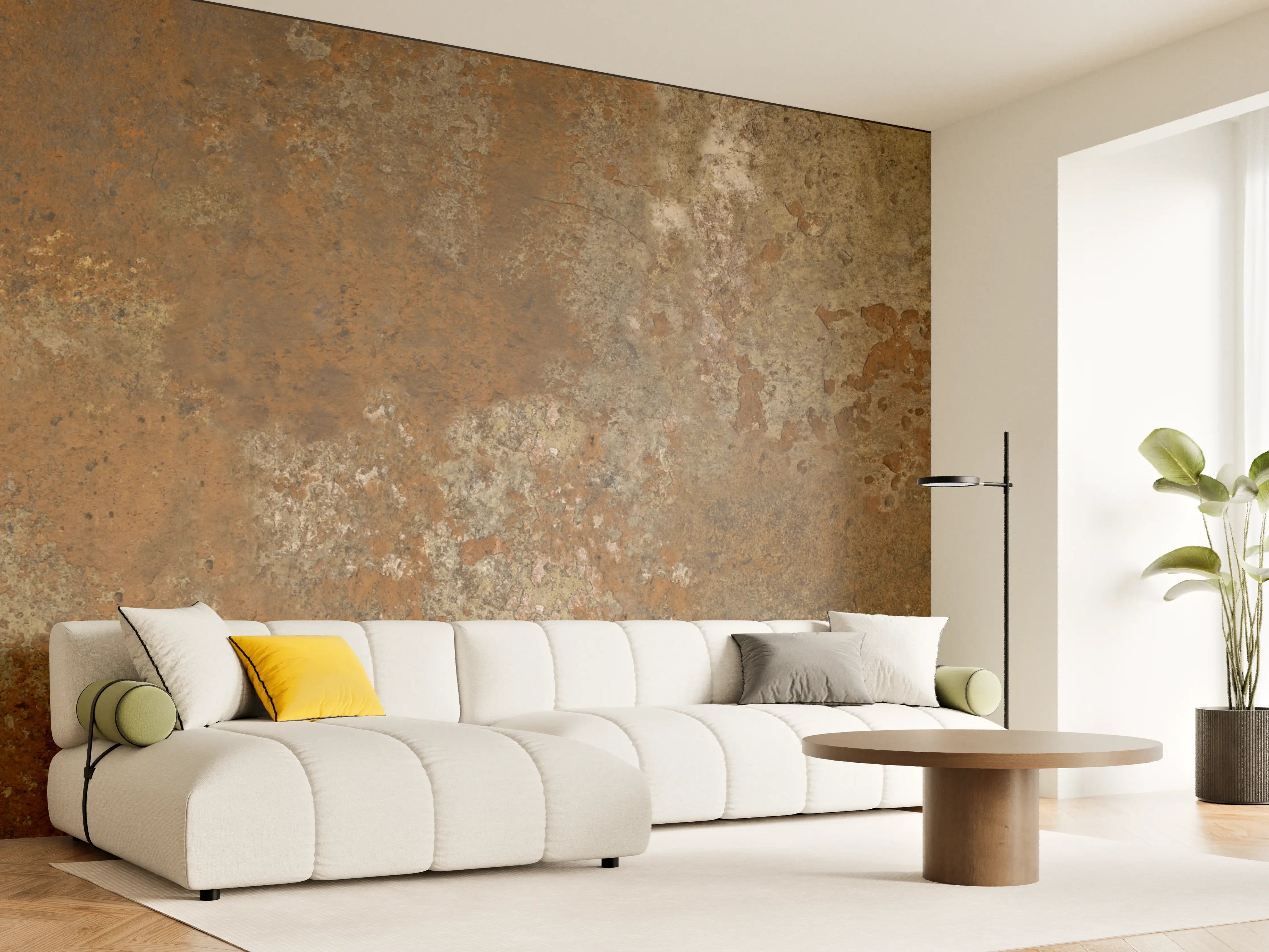 Wandverkleidung Wohnzimmer - Gerösteter Metalltextur