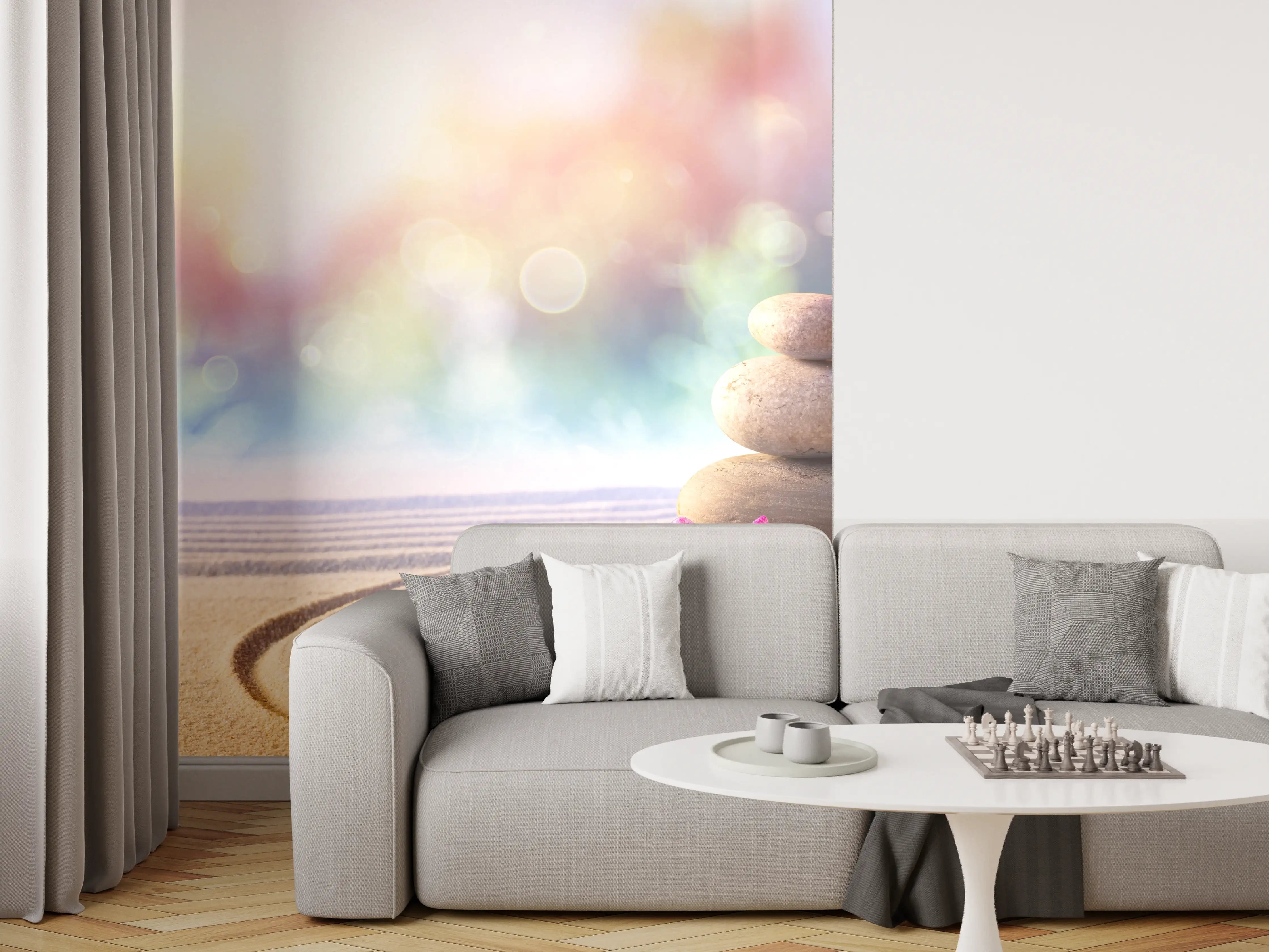 Wandverkleidung Wohnzimmer - Gestapelte Meditation Steine