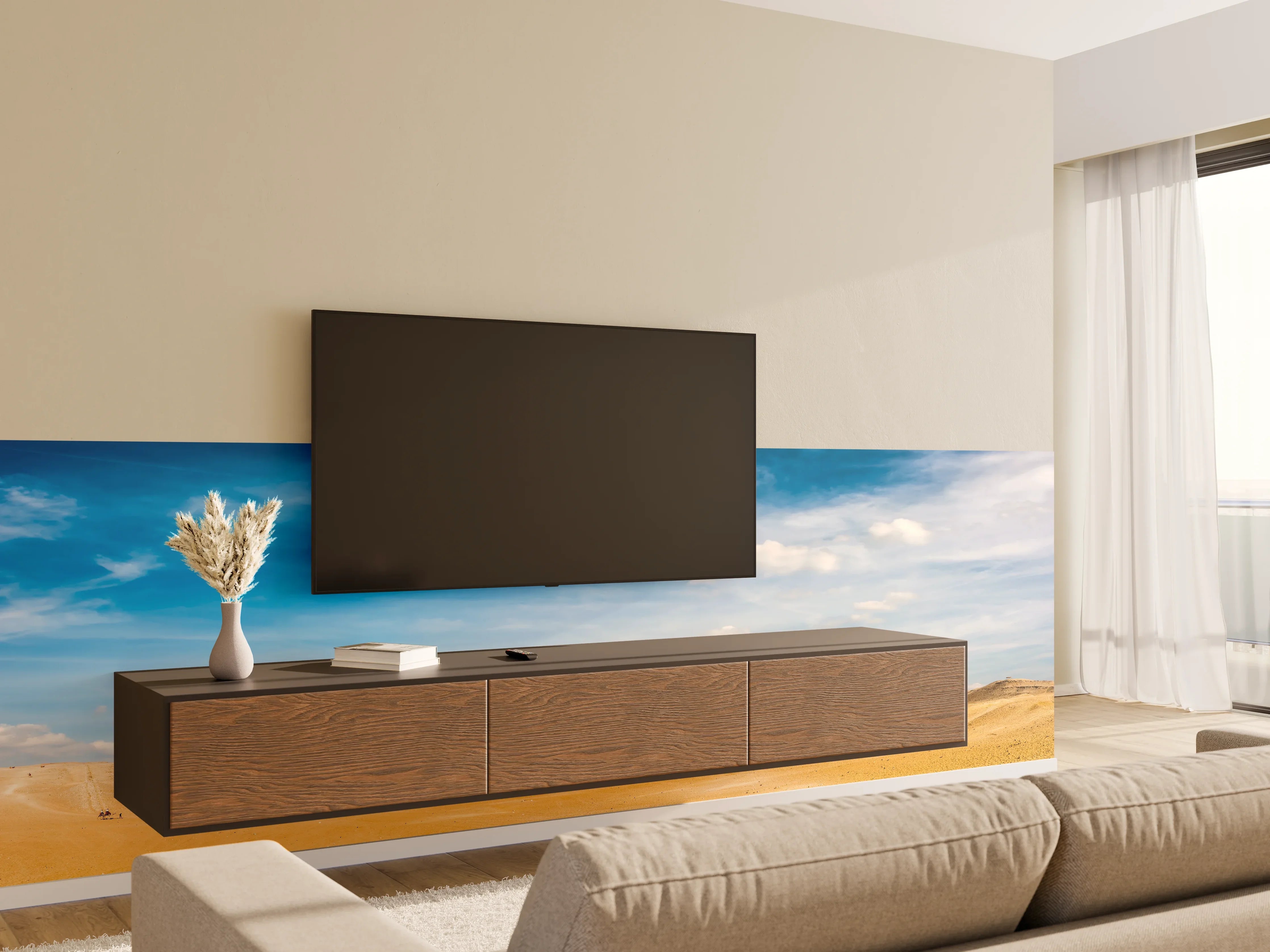 Wandverkleidung Wohnzimmer - Gizeh-Pyramiden Panorama