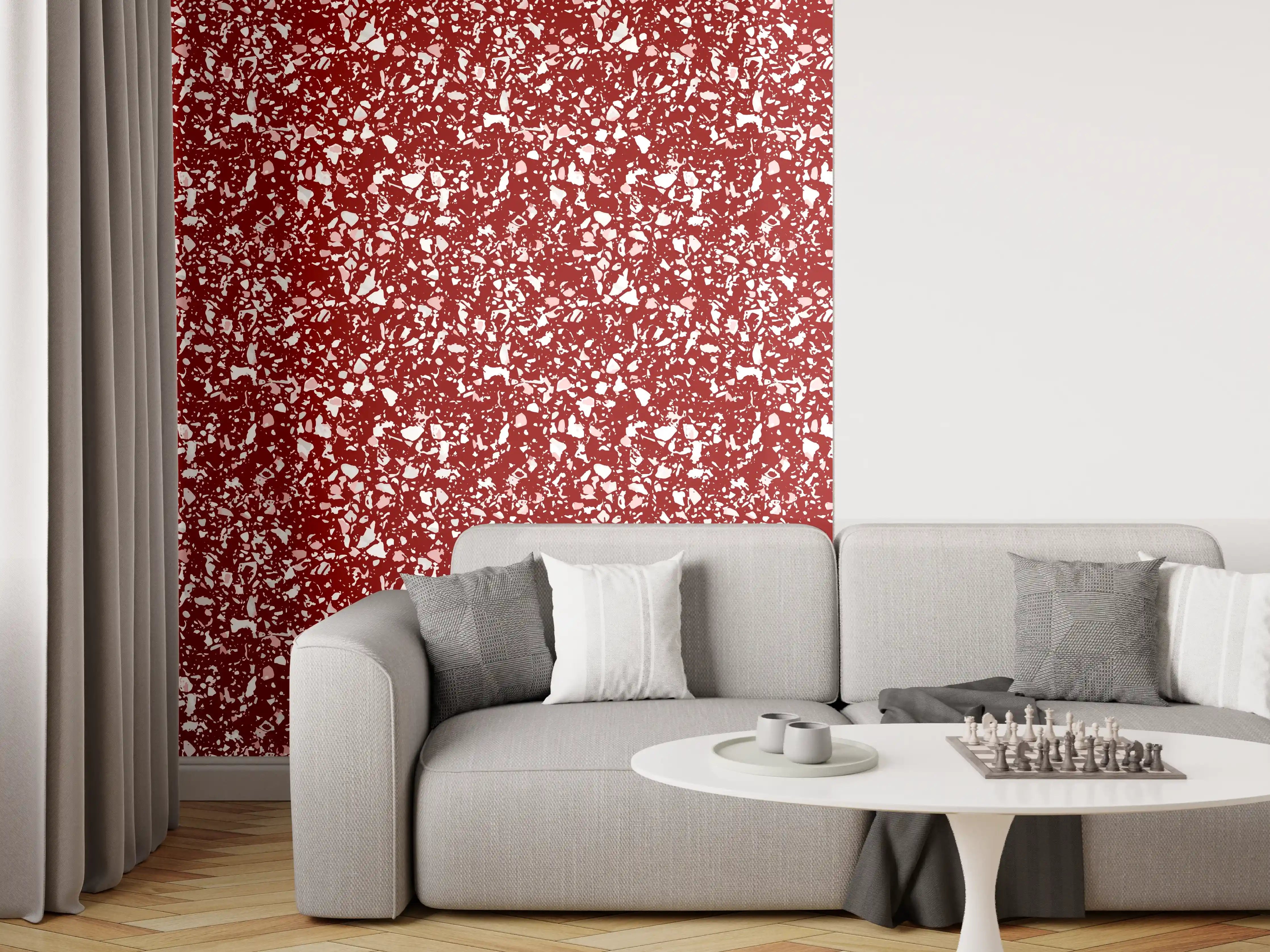 Wandverkleidung Wohnzimmer - Glitzernde rote Oberfläche